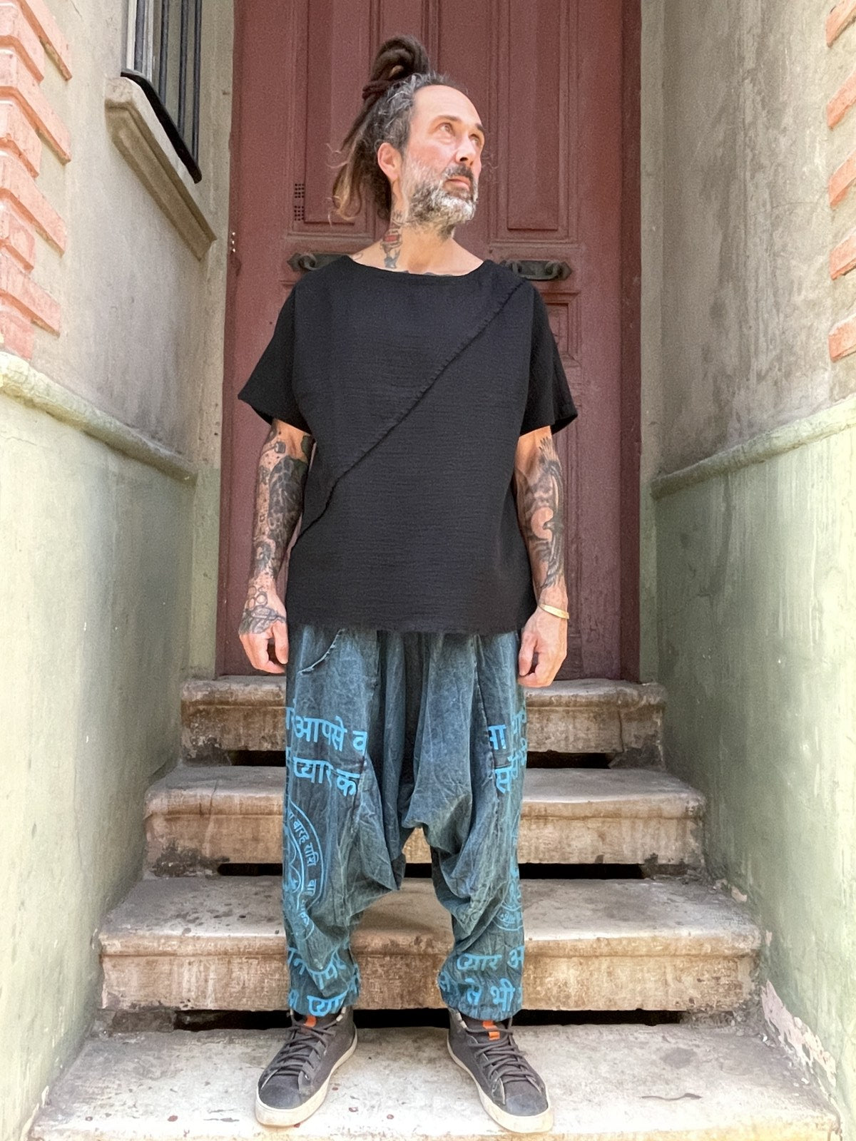 Unisex Nepal Yazılı Tasarım Şalvar Pantolon
