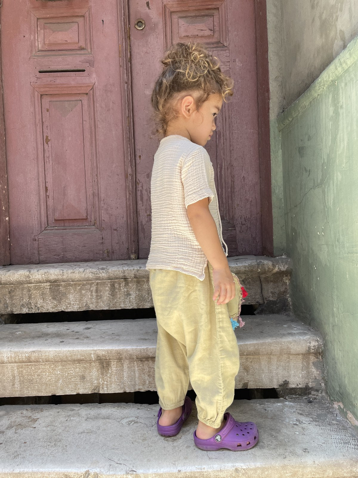 Bohem Mint Yeşili Çocuk Pantolon Şalvar