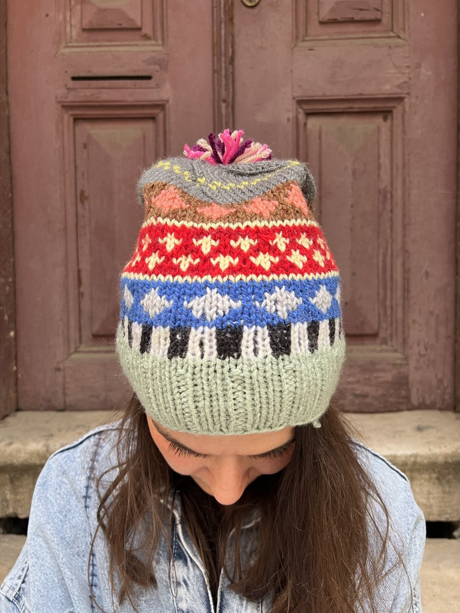 El Örgüsü Kadın Bere ve Eldiven Seti - Mint Yeşili