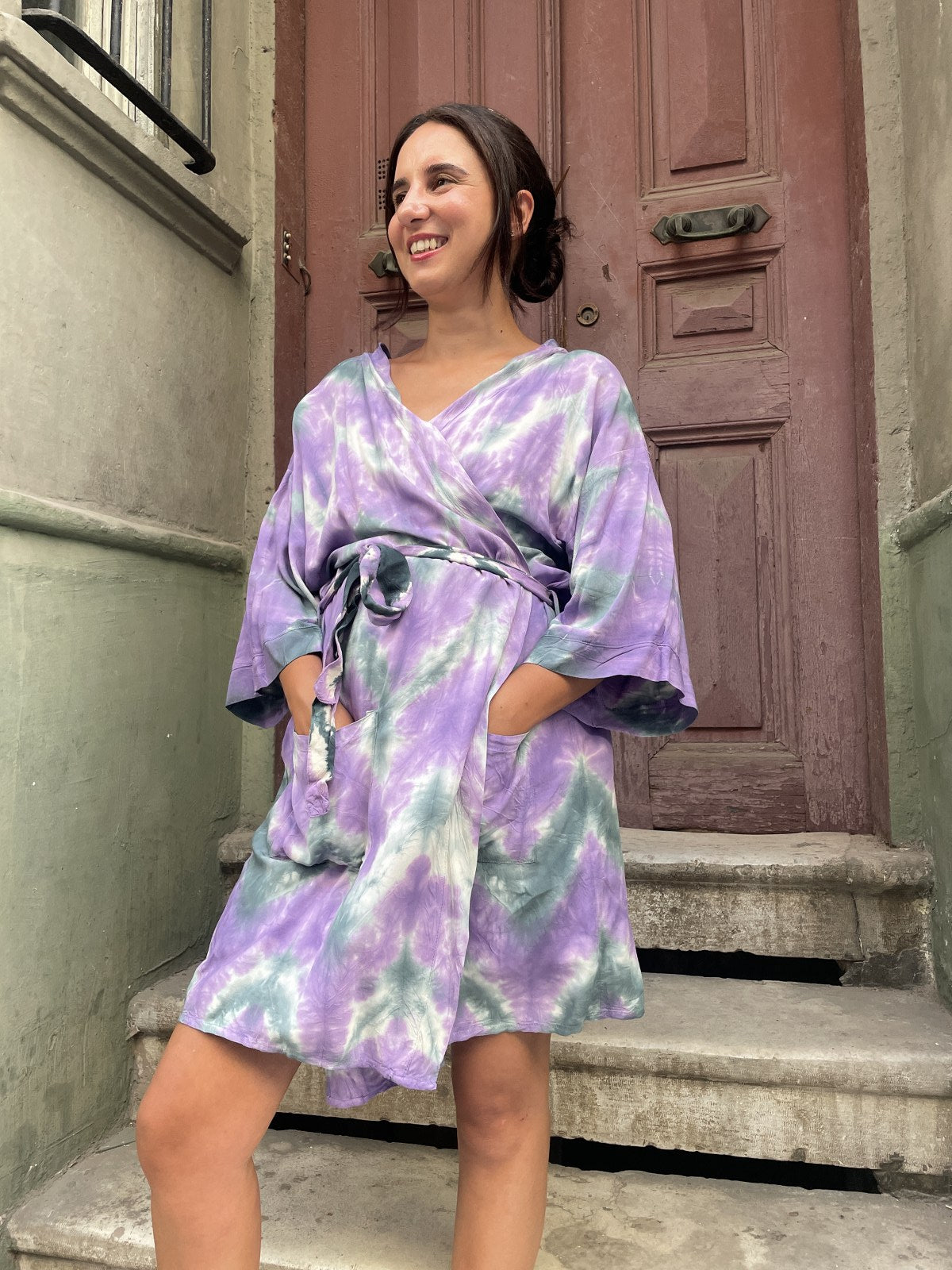 Lila Sky Batik Kimono