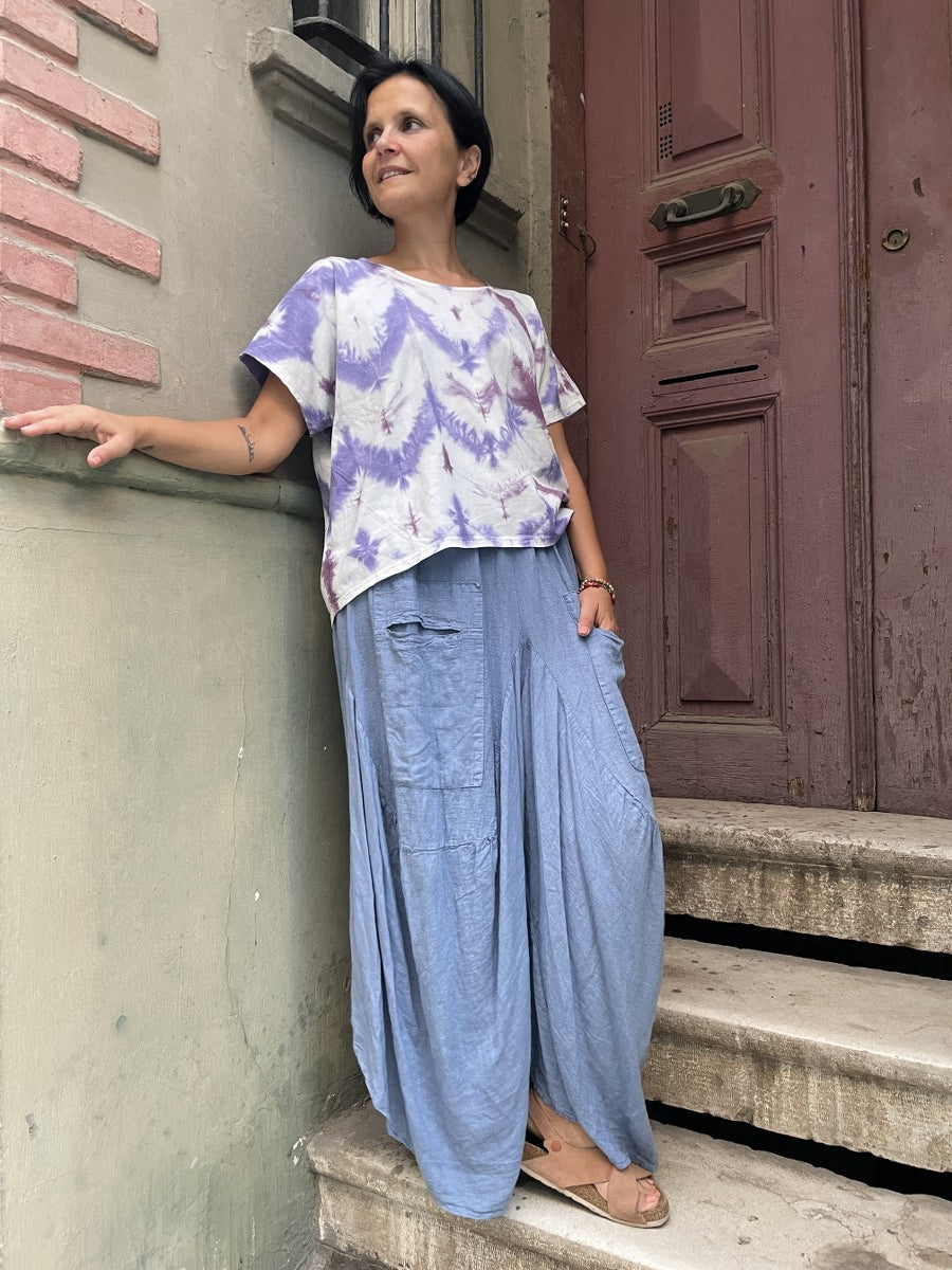 Bohem Mor Batik Bluz Tişört – %100 Pamuk