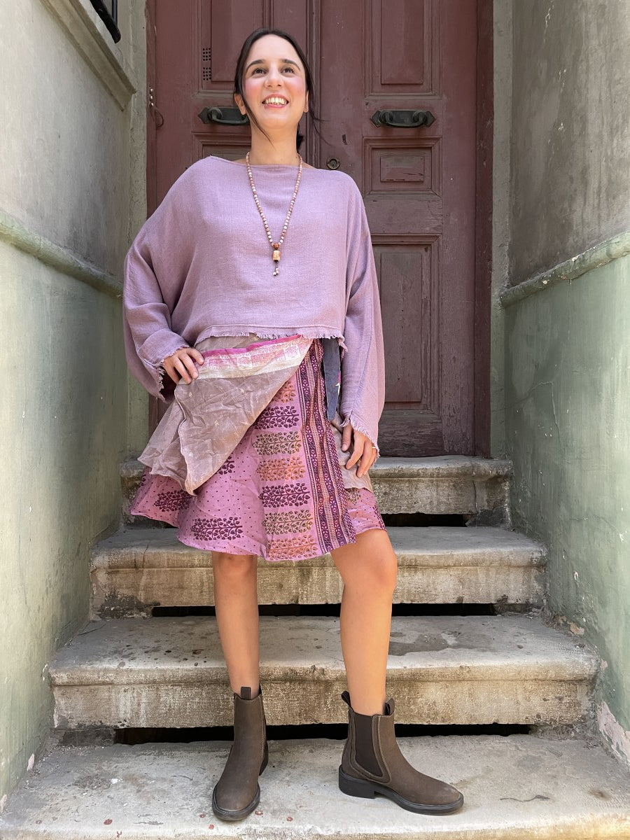 Mor Çift Taraflı İpek Etek – El Yapımı