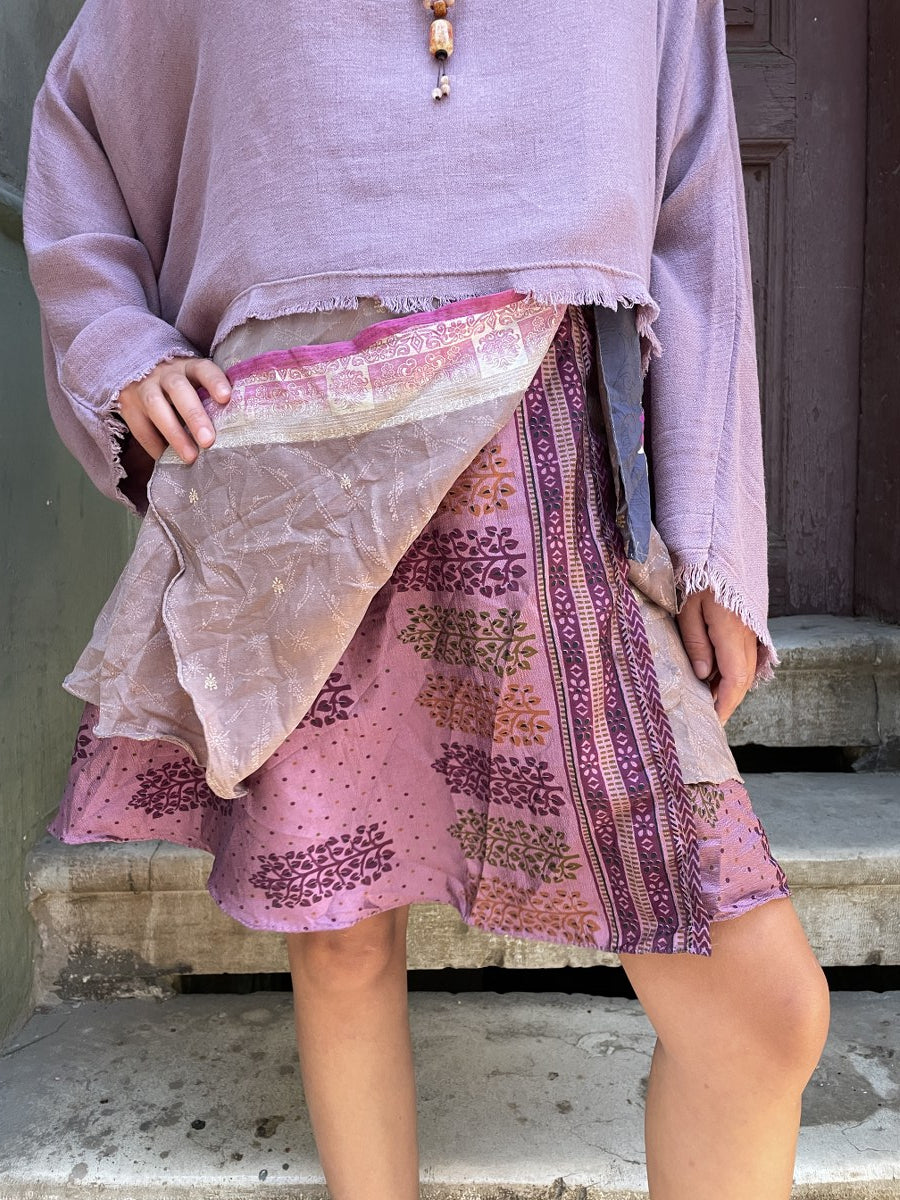 Mor Çift Taraflı İpek Etek – El Yapımı