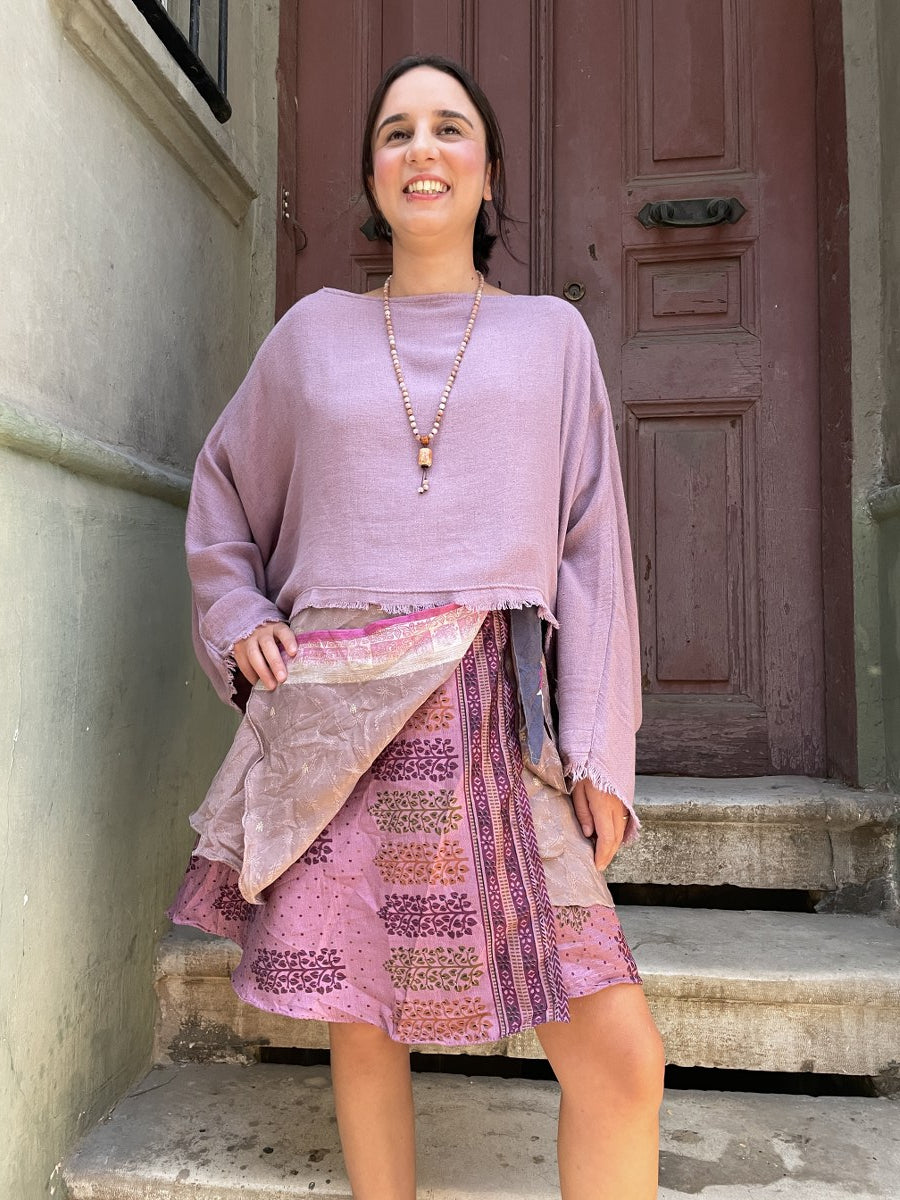 Mor Çift Taraflı İpek Etek – El Yapımı