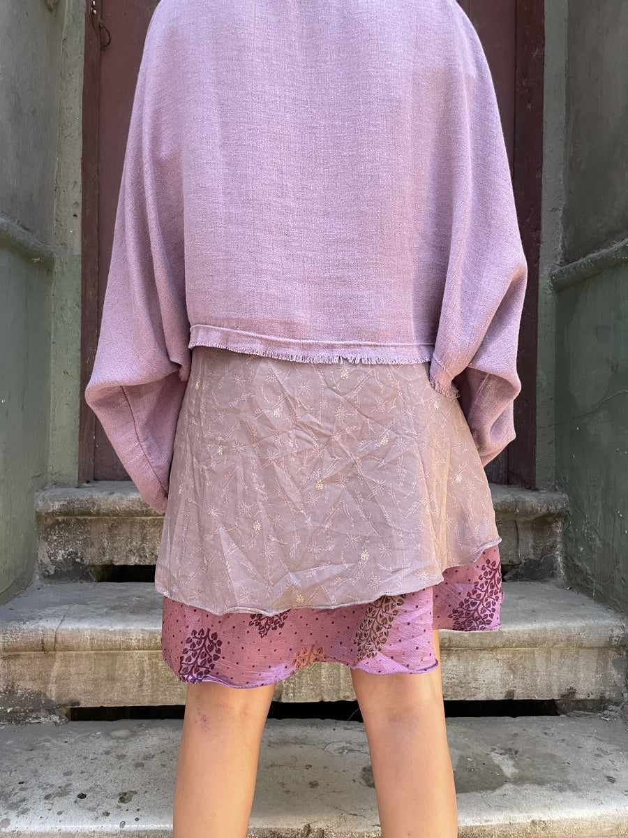 Mor Çift Taraflı İpek Etek – El Yapımı