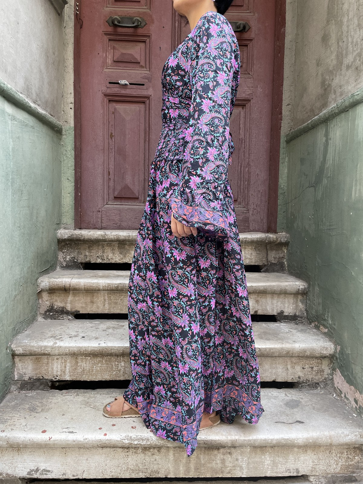 Bohem Nepal Mor Siyah İpek Bolero Takımı