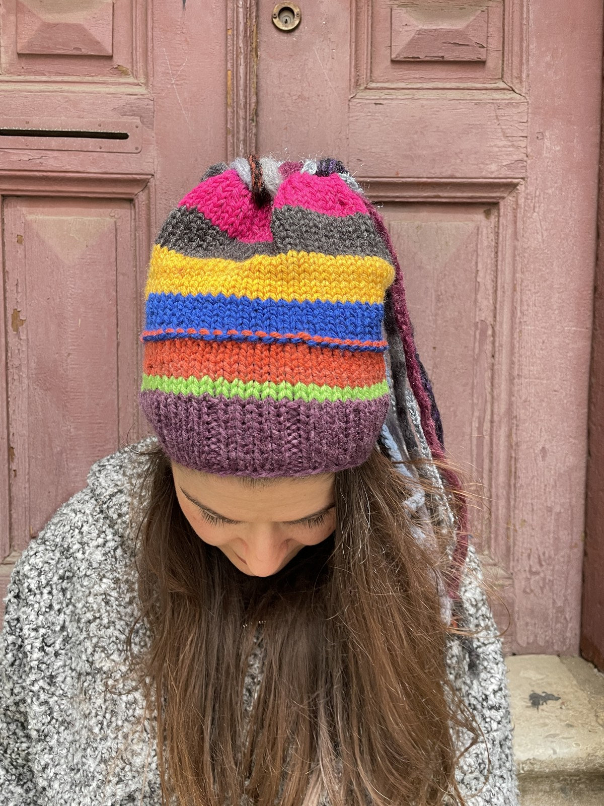 Bohemian Ethnic Patterned Lilac Beret