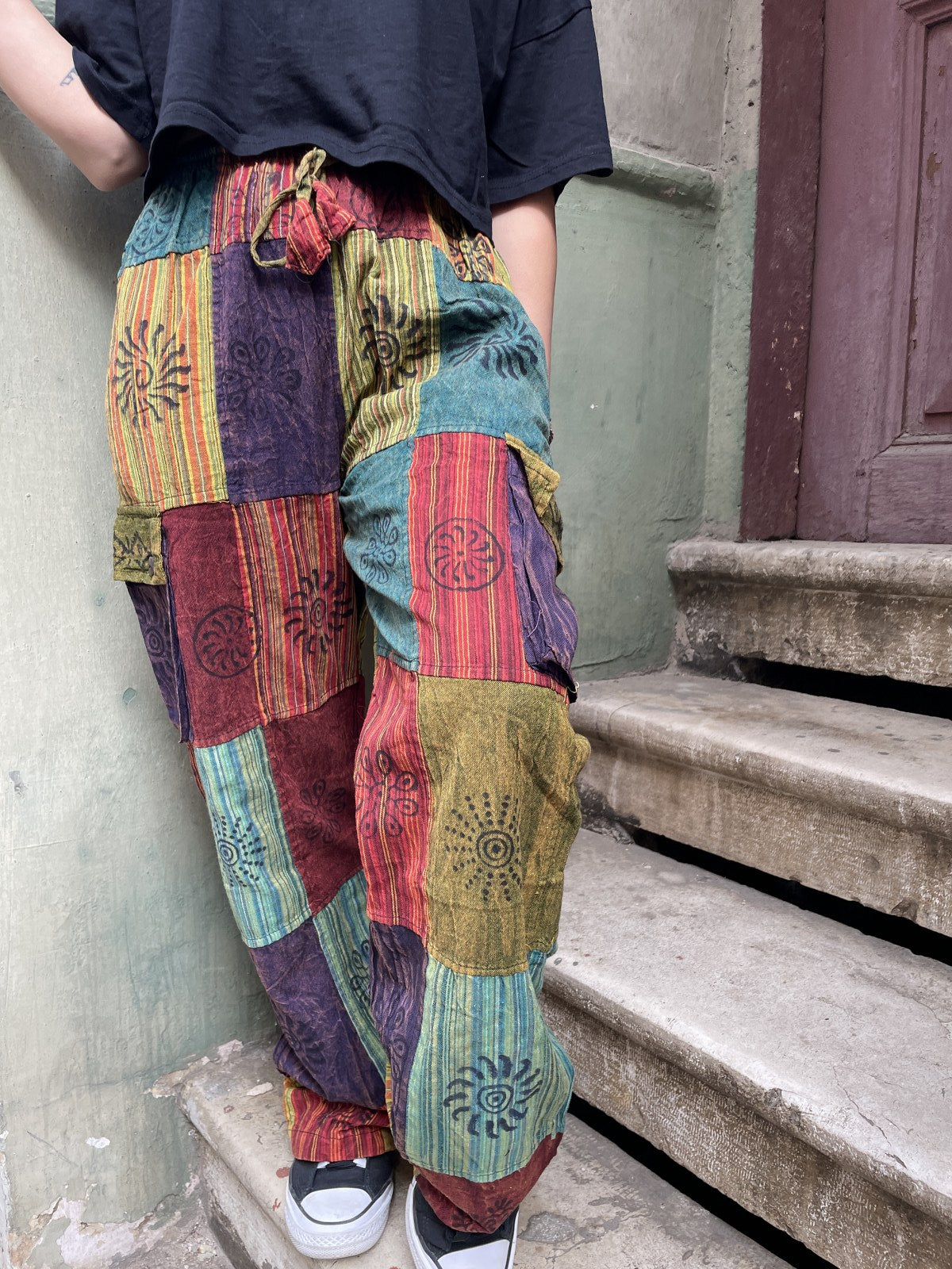 Unisex Bohem Nepal Patchwork Pantolon