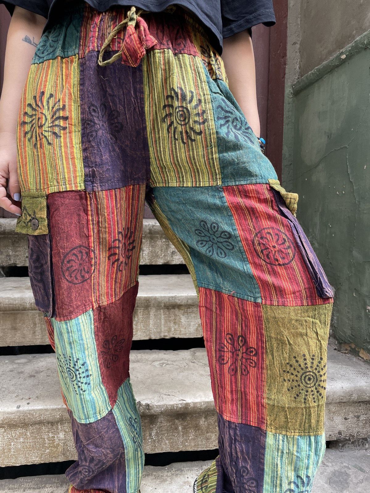 Unisex Bohem Nepal Patchwork Pantolon