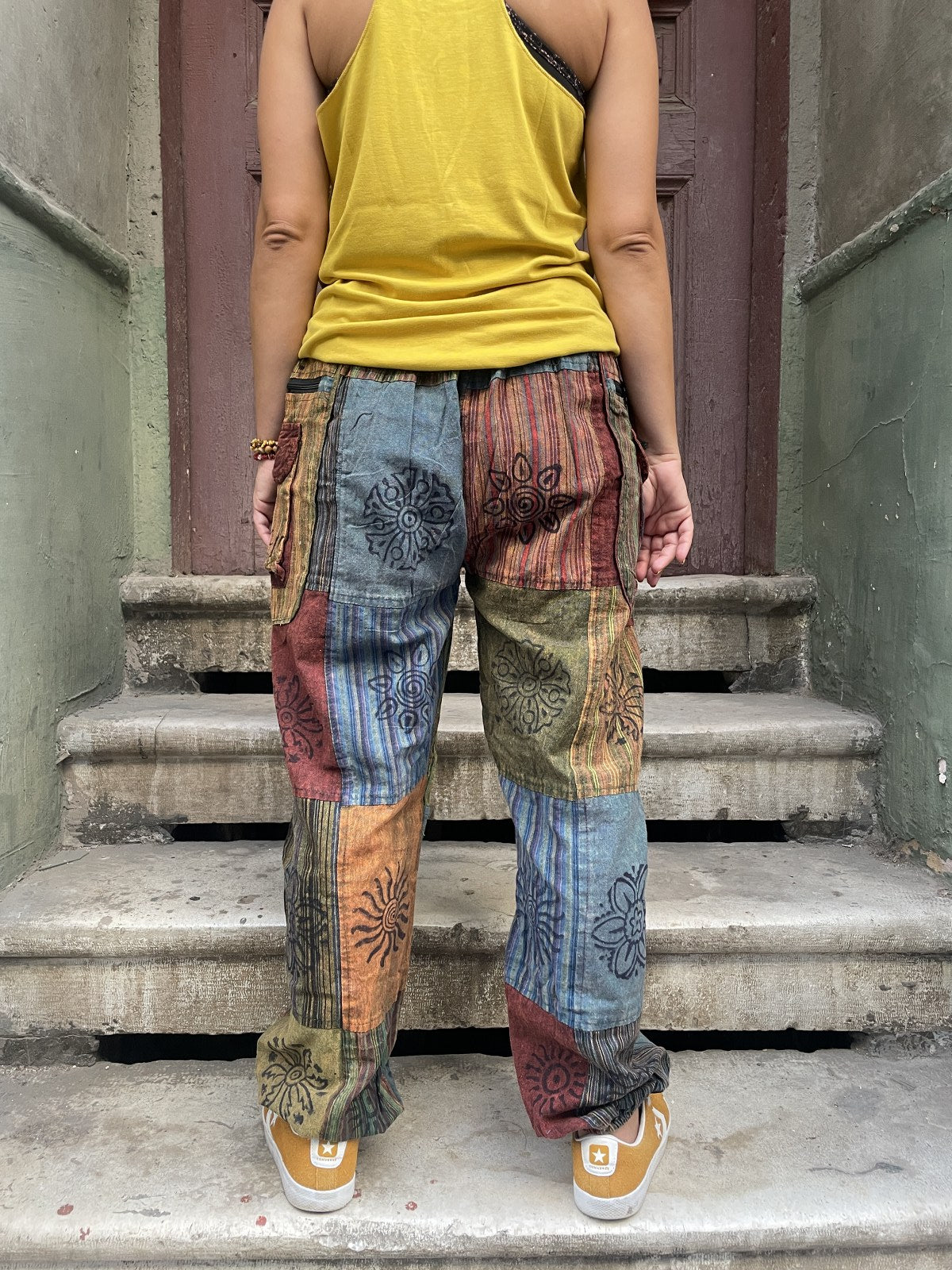 Nepal El Yapımı Patchwork Cepli Pantolon