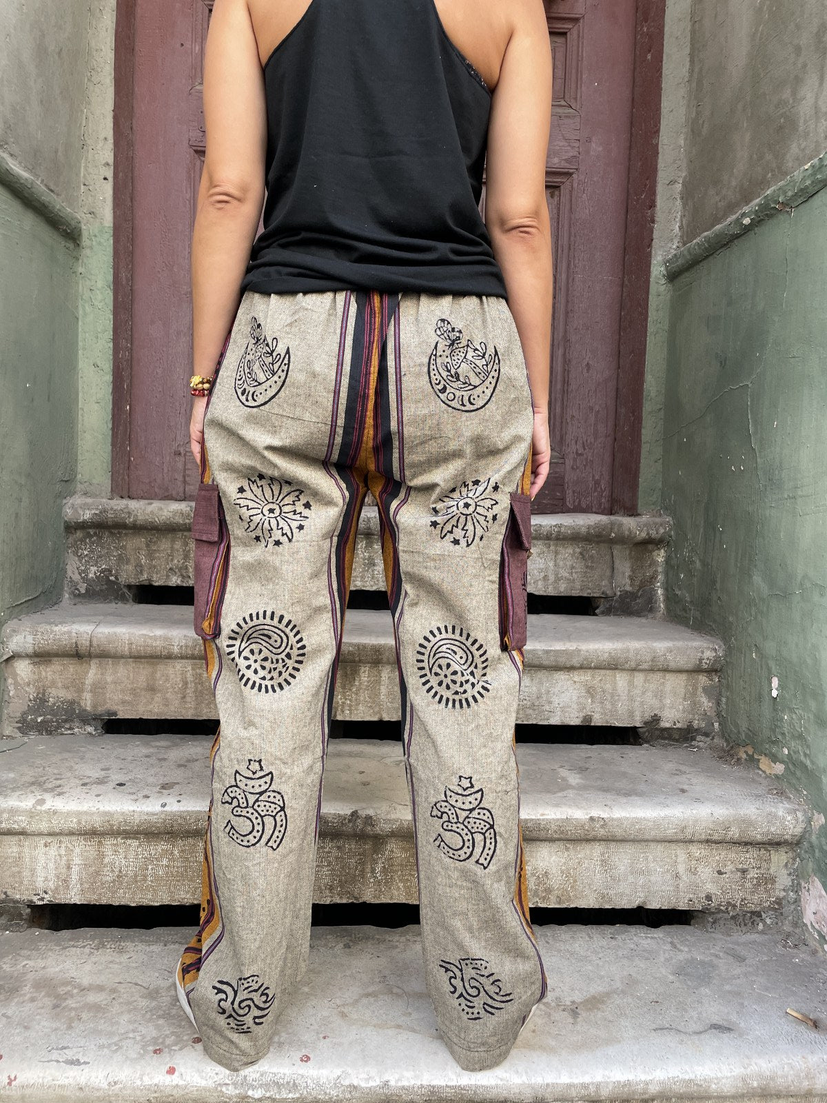 Unisex El Yapımı Nepal Kadın Baskılı Pamuk Pantolon