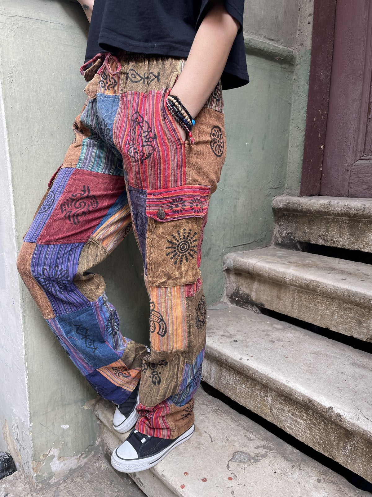 Unisex Bohem Kadın Nepal Patchwork Pantolon – Arcturus