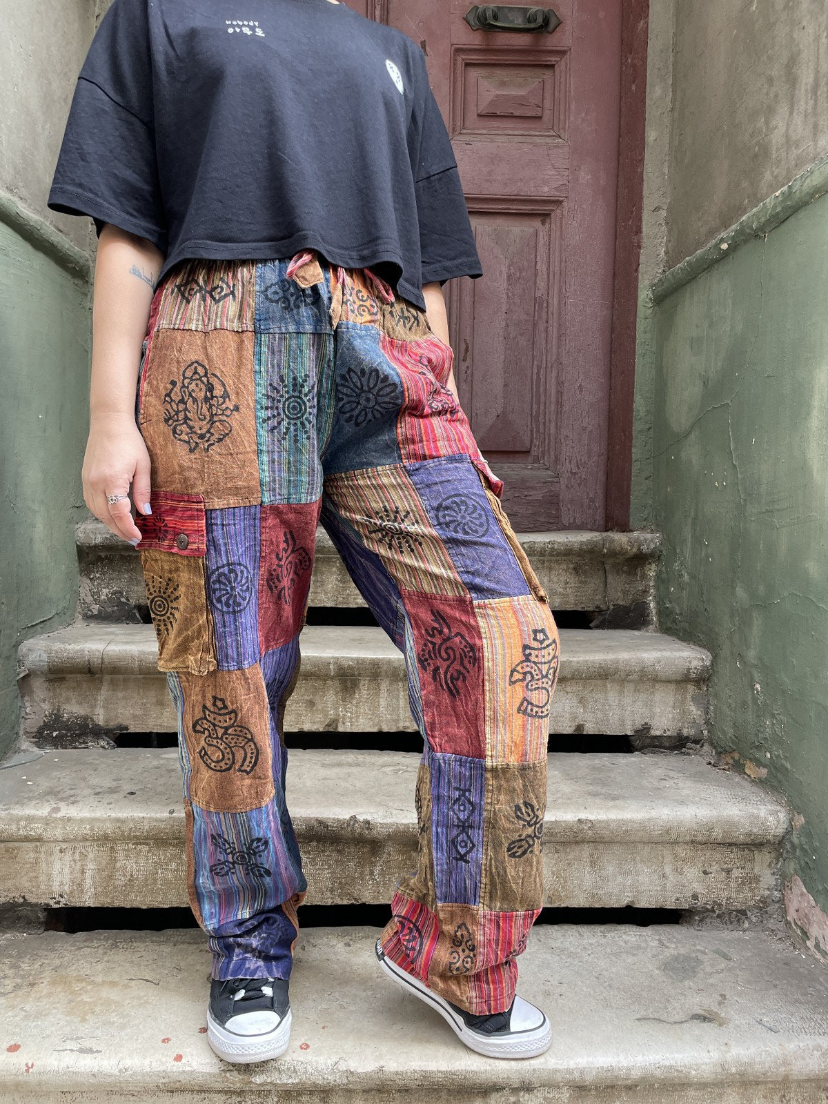Unisex Bohem Kadın Nepal Patchwork Pantolon – Arcturus