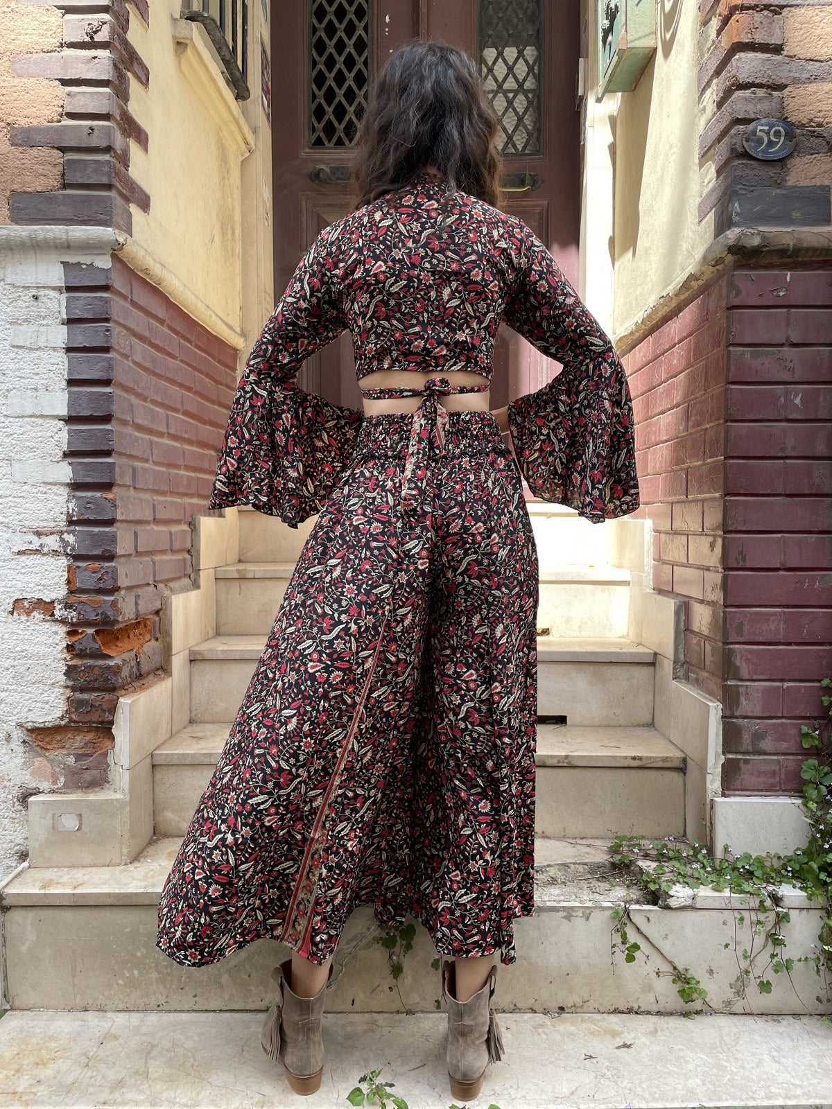 Bohem Nepal İpek Siyah Bolero Takımı