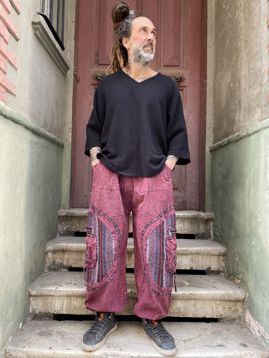 Unisex Nepal Taşlanmış Pantolon – Cepli, Rahat ve Bohem Tarz