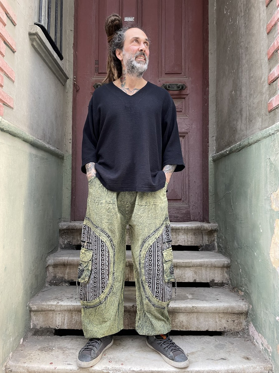 Unisex Nepal Taşlanmış Pantolon – Cepli, Rahat ve Bohem Tarz