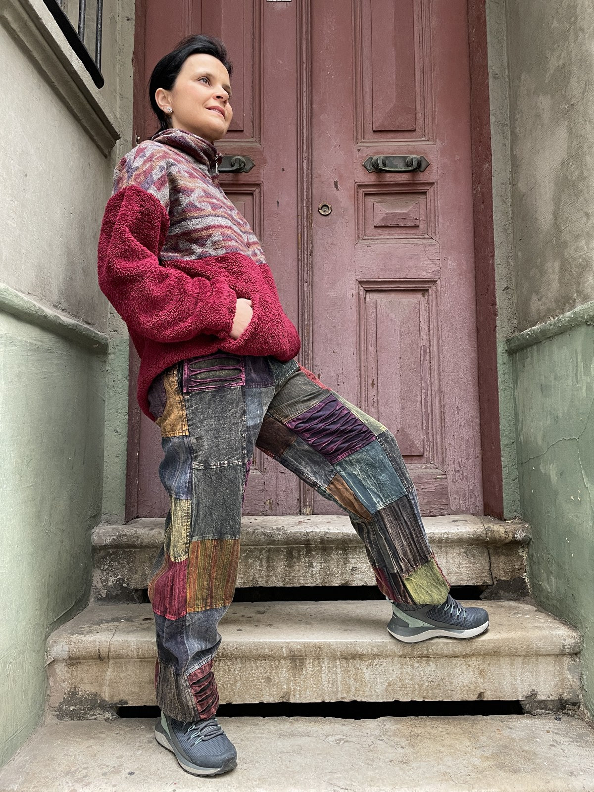 Nepal Patchwork Kırmızı Şalvar Kadın Pantolon