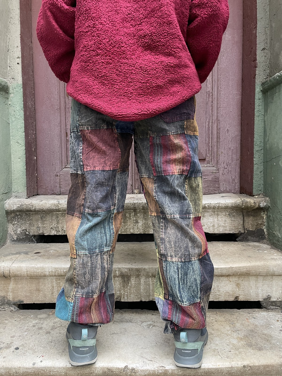 Nepal Patchwork Kırmızı Şalvar Kadın Pantolon