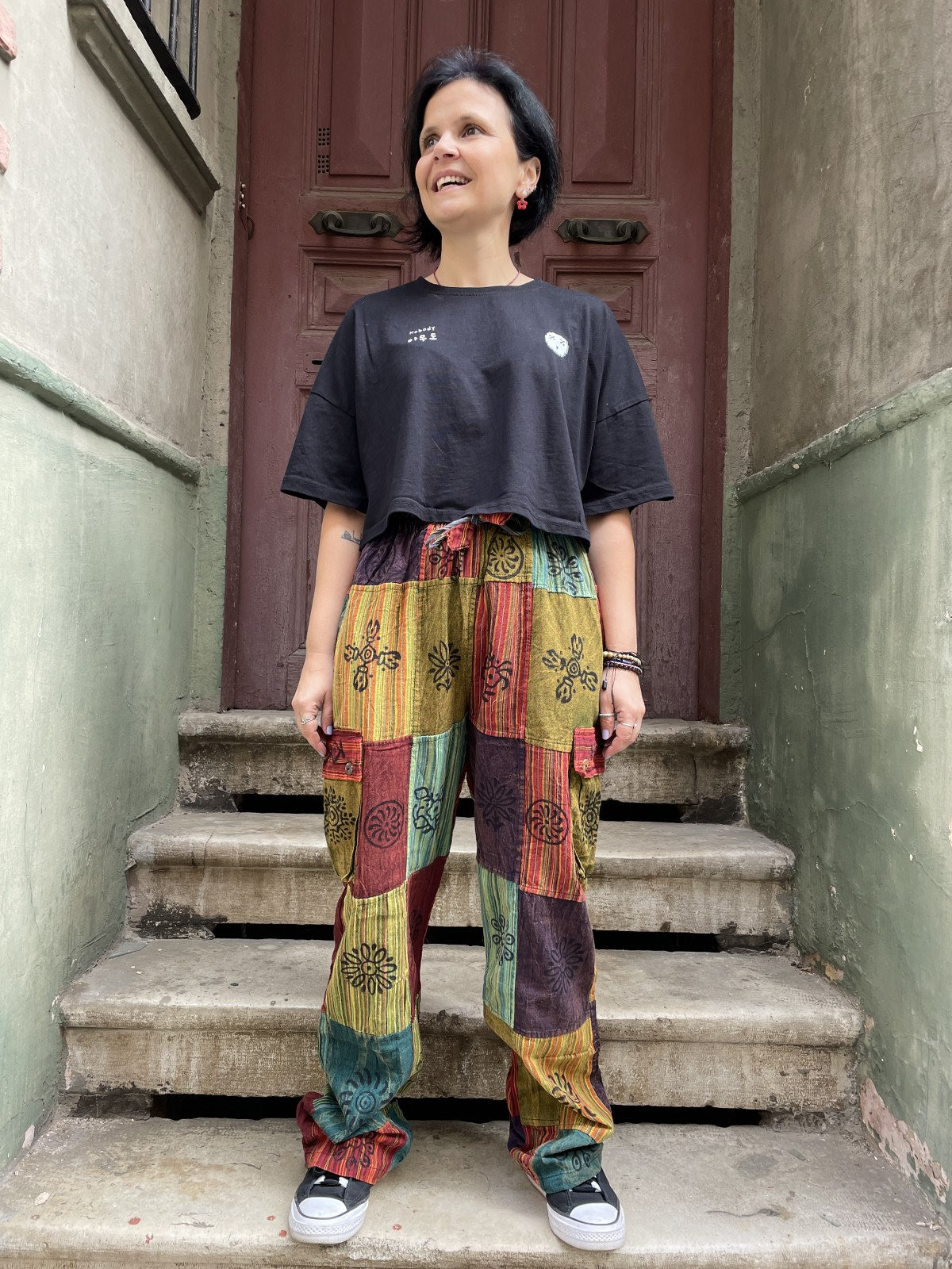 Unisex Bohem Kadın Nepal Patchwork Pantolon