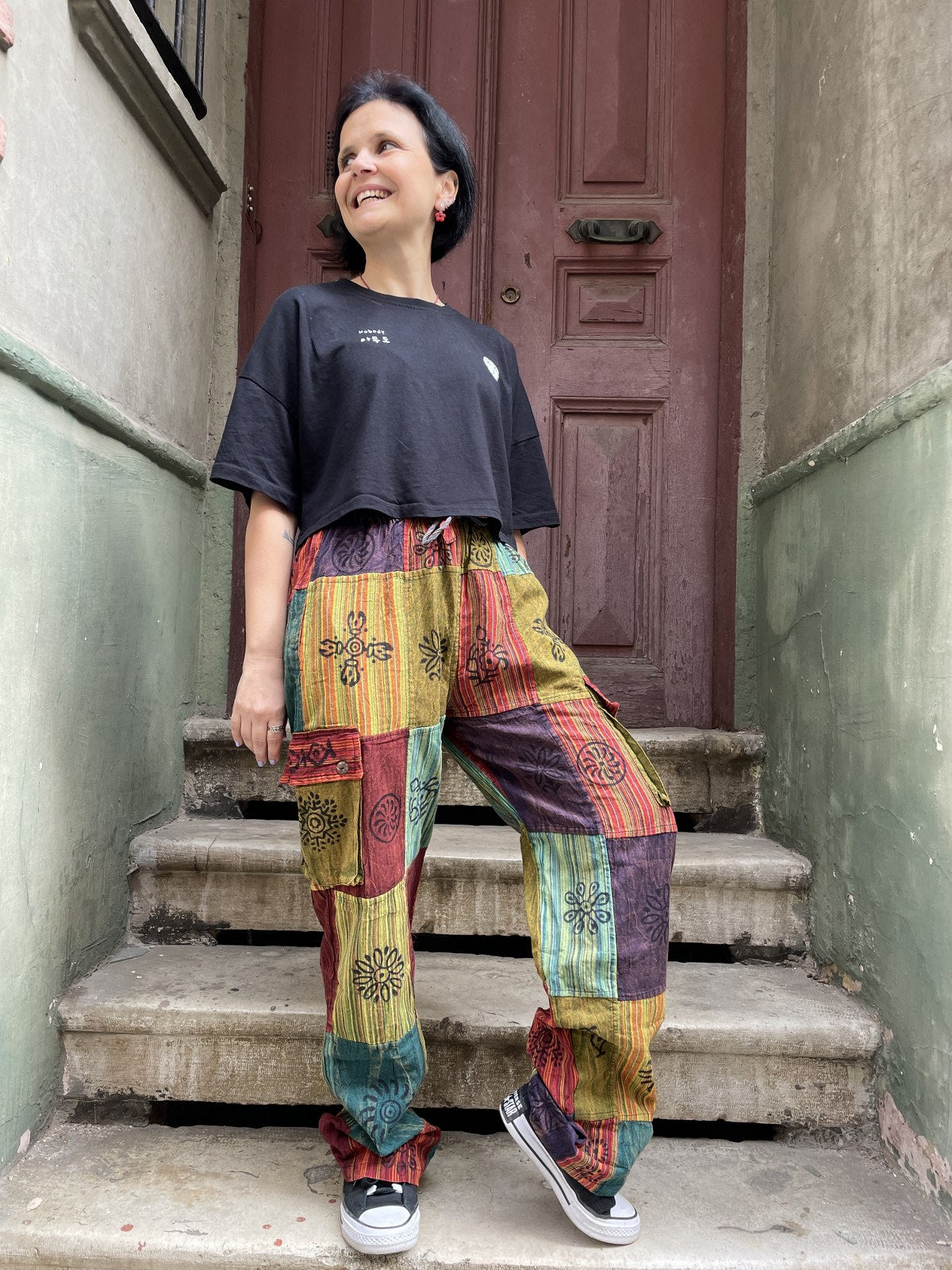 Unisex Bohem Kadın Nepal Patchwork Pantolon