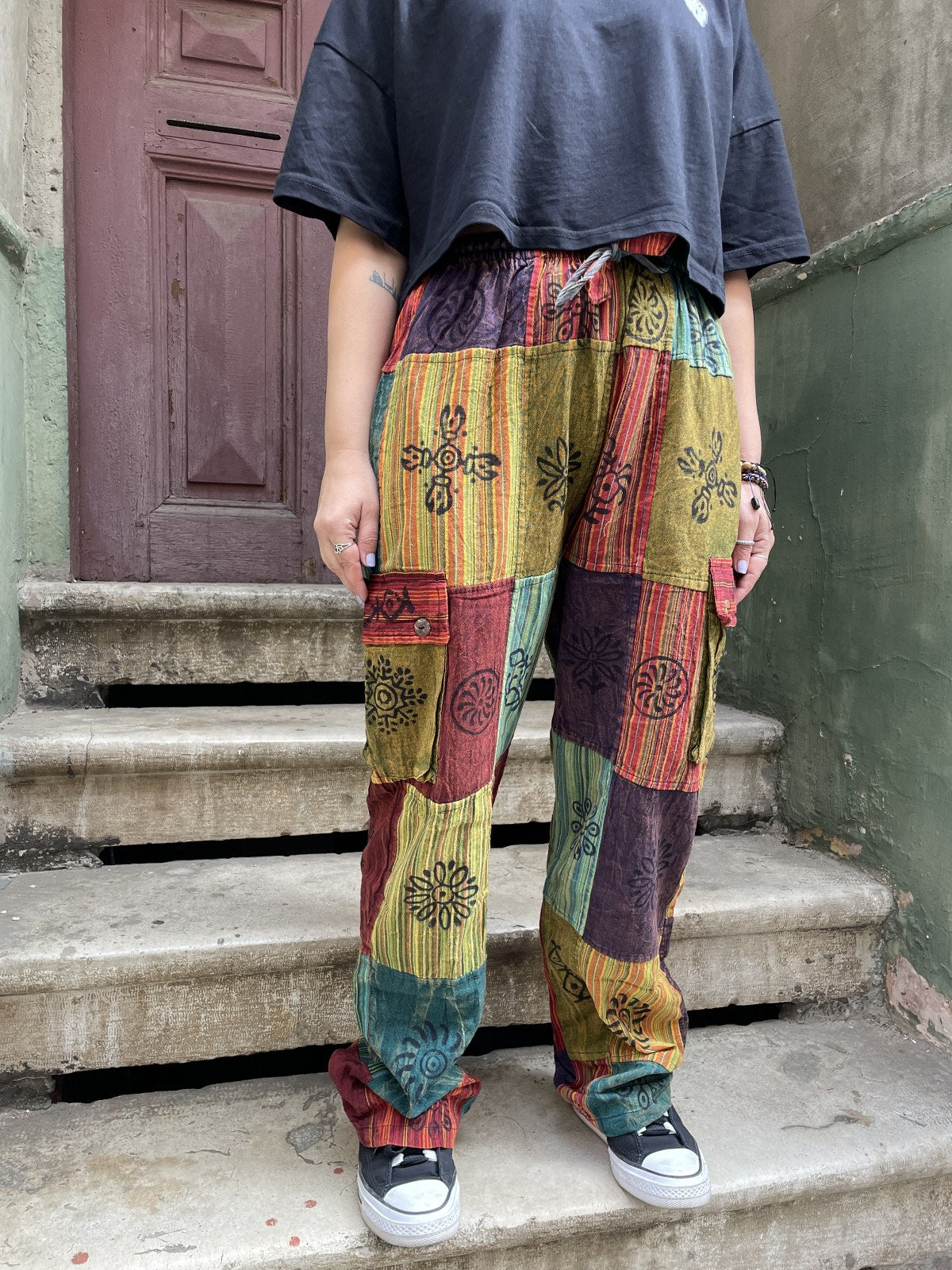 Unisex Bohem Kadın Nepal Patchwork Pantolon