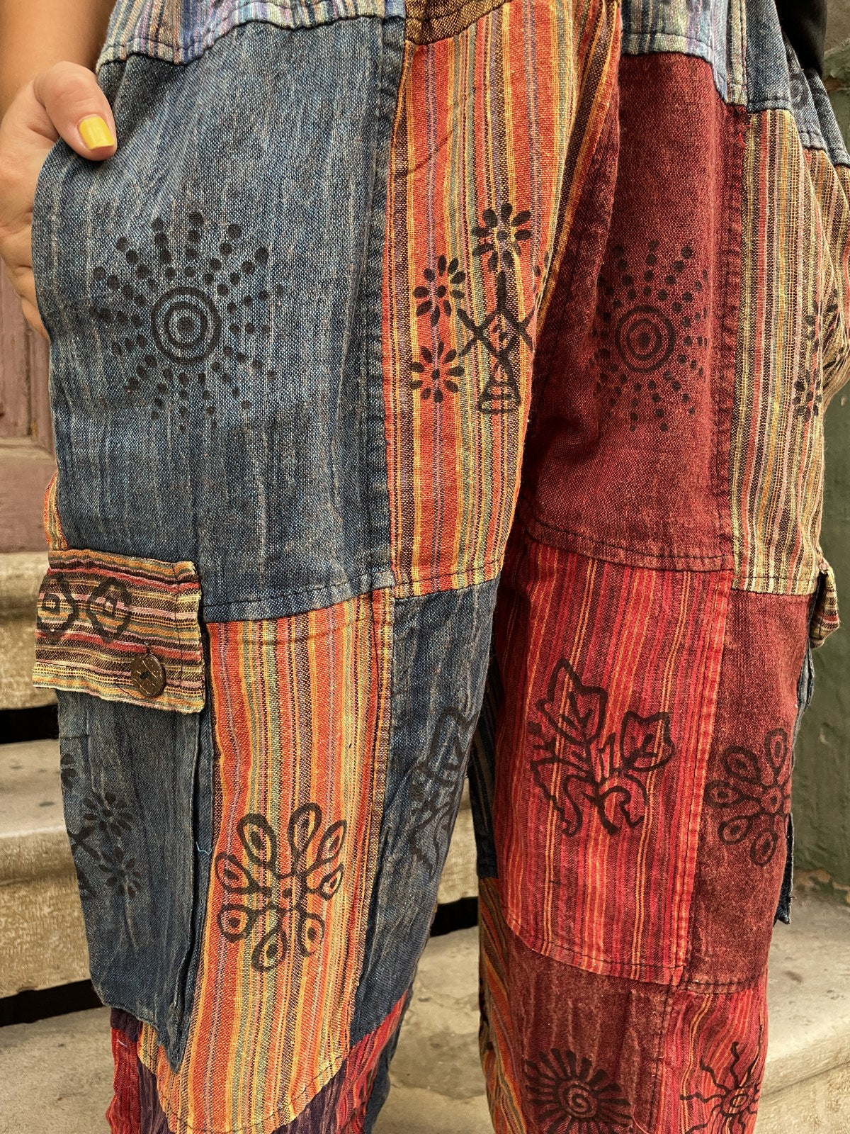 Unisex Nepal Kadın Patchwork Etnik Pantolon