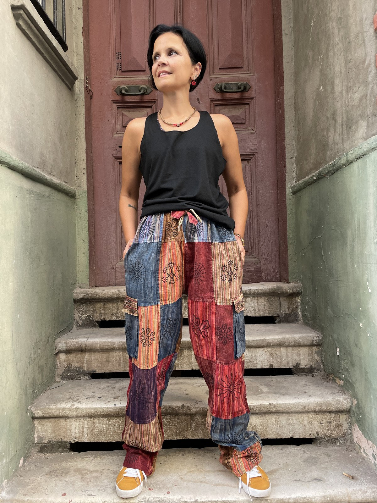 Unisex Nepal Kadın Patchwork Etnik Pantolon