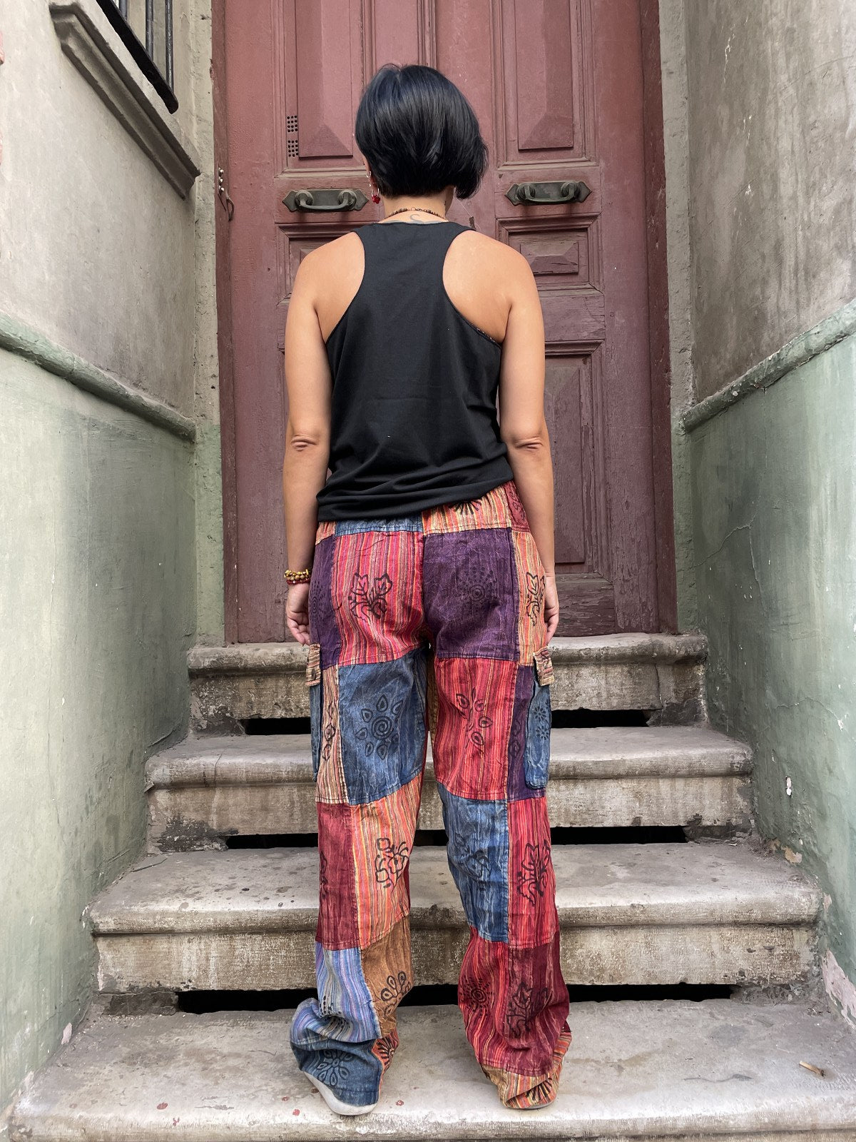 Unisex Nepal Kadın Patchwork Etnik Pantolon