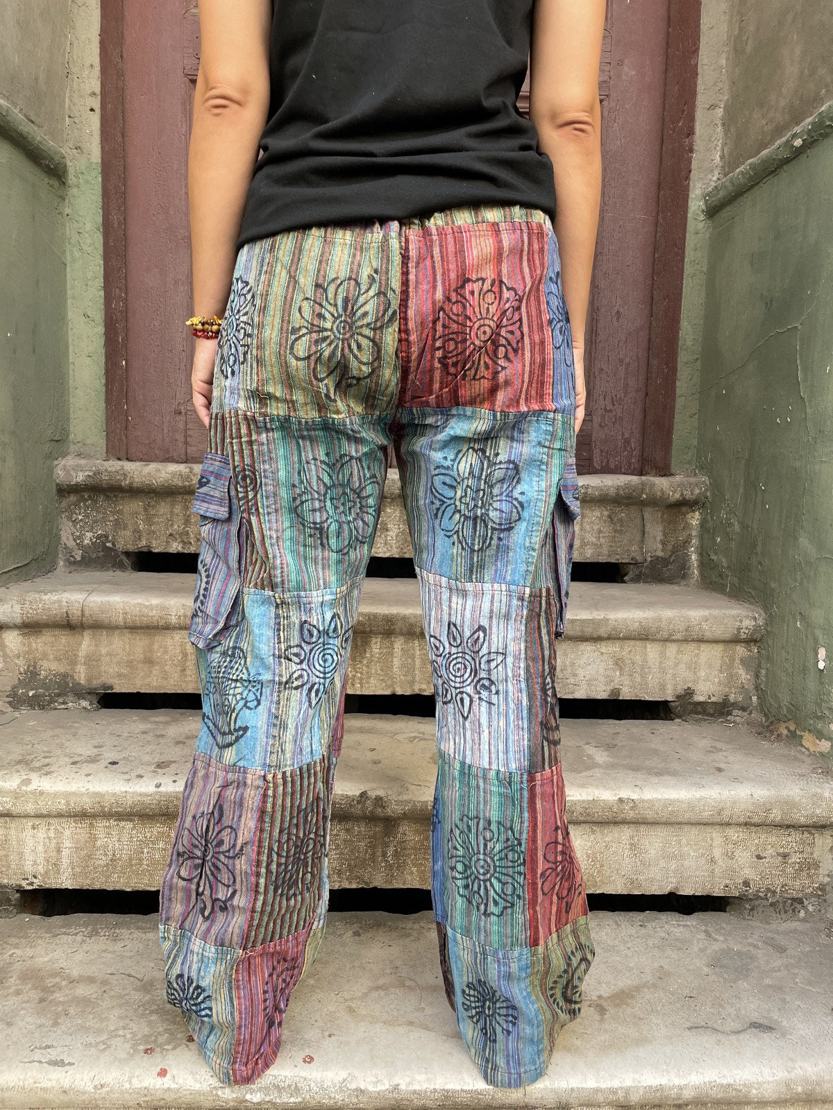 Unisex Nepal Kadın Patchwork Etnik Pantolon