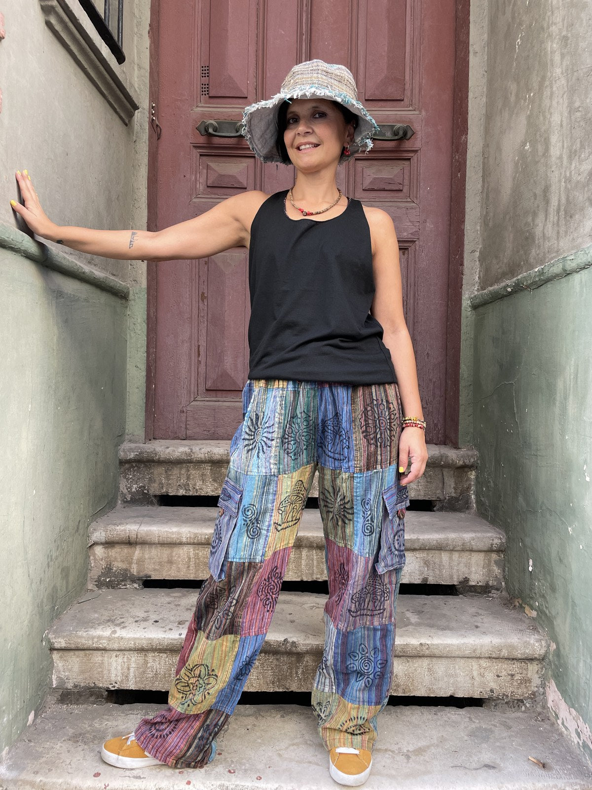 Unisex Nepal Kadın Patchwork Etnik Pantolon