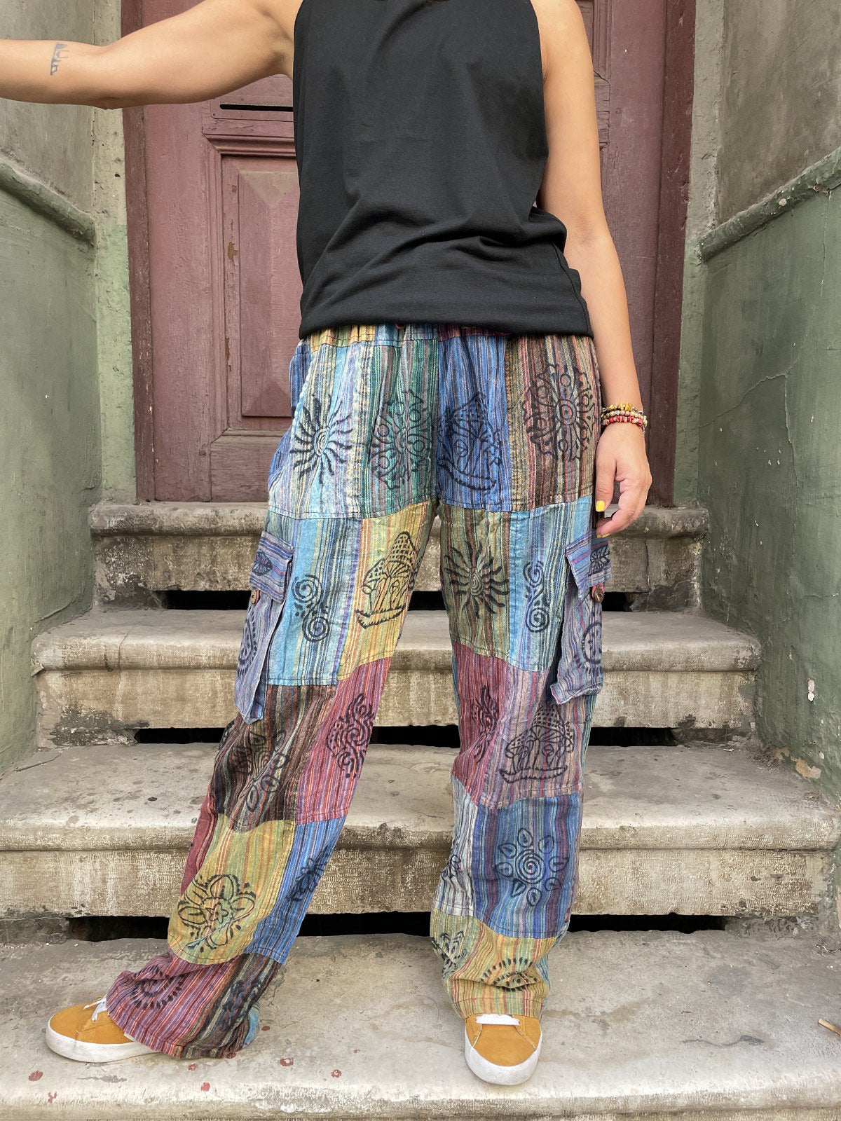Unisex Nepal Kadın Patchwork Etnik Pantolon