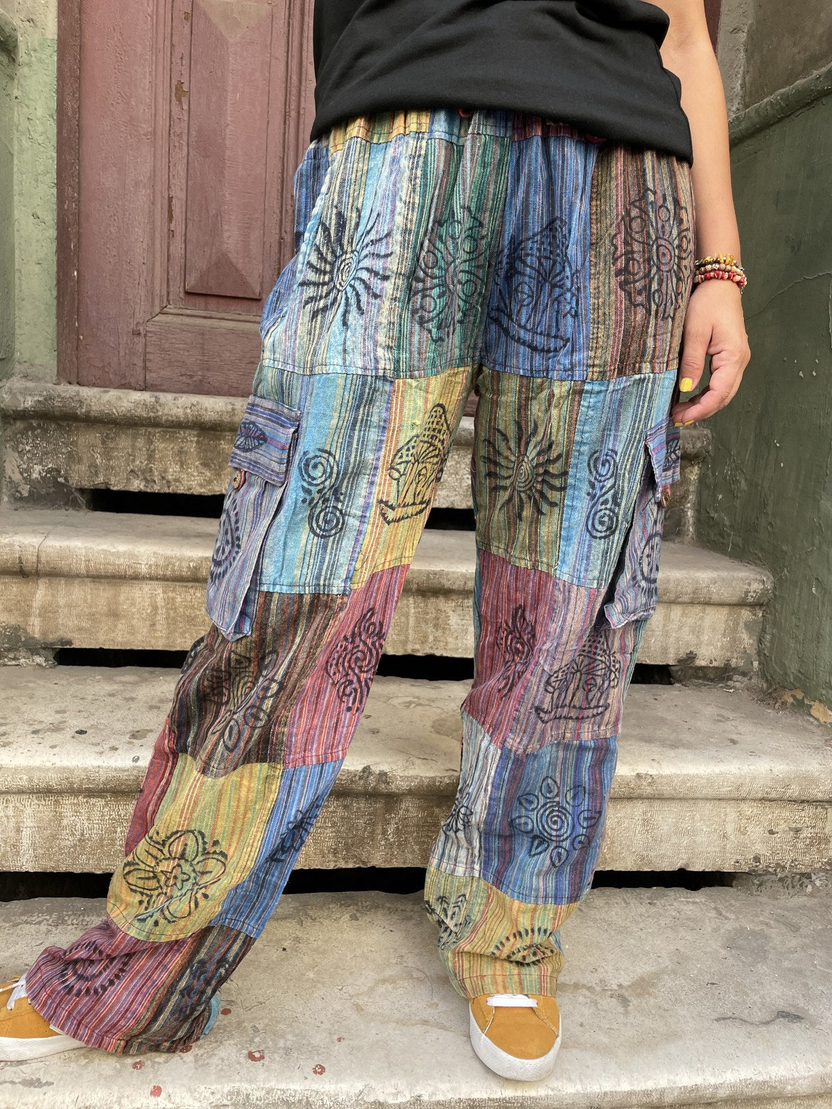 Unisex Nepal Kadın Patchwork Etnik Pantolon