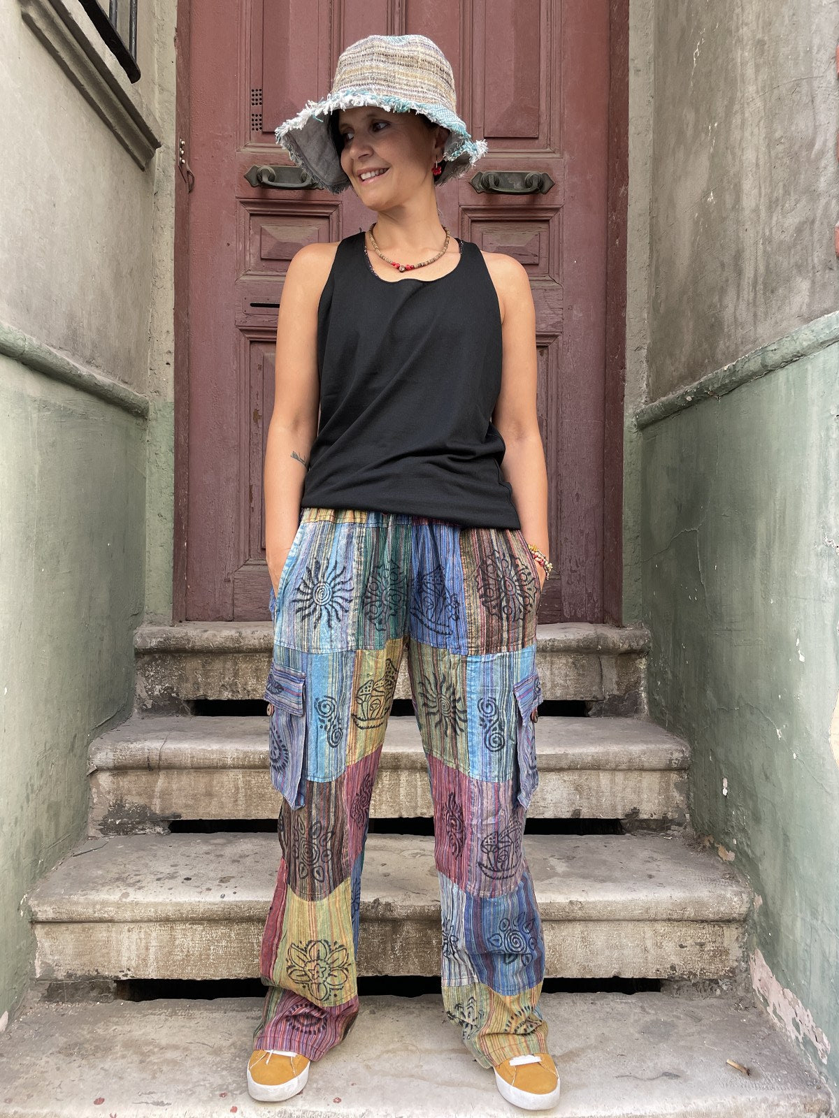 Unisex Nepal Kadın Patchwork Etnik Pantolon