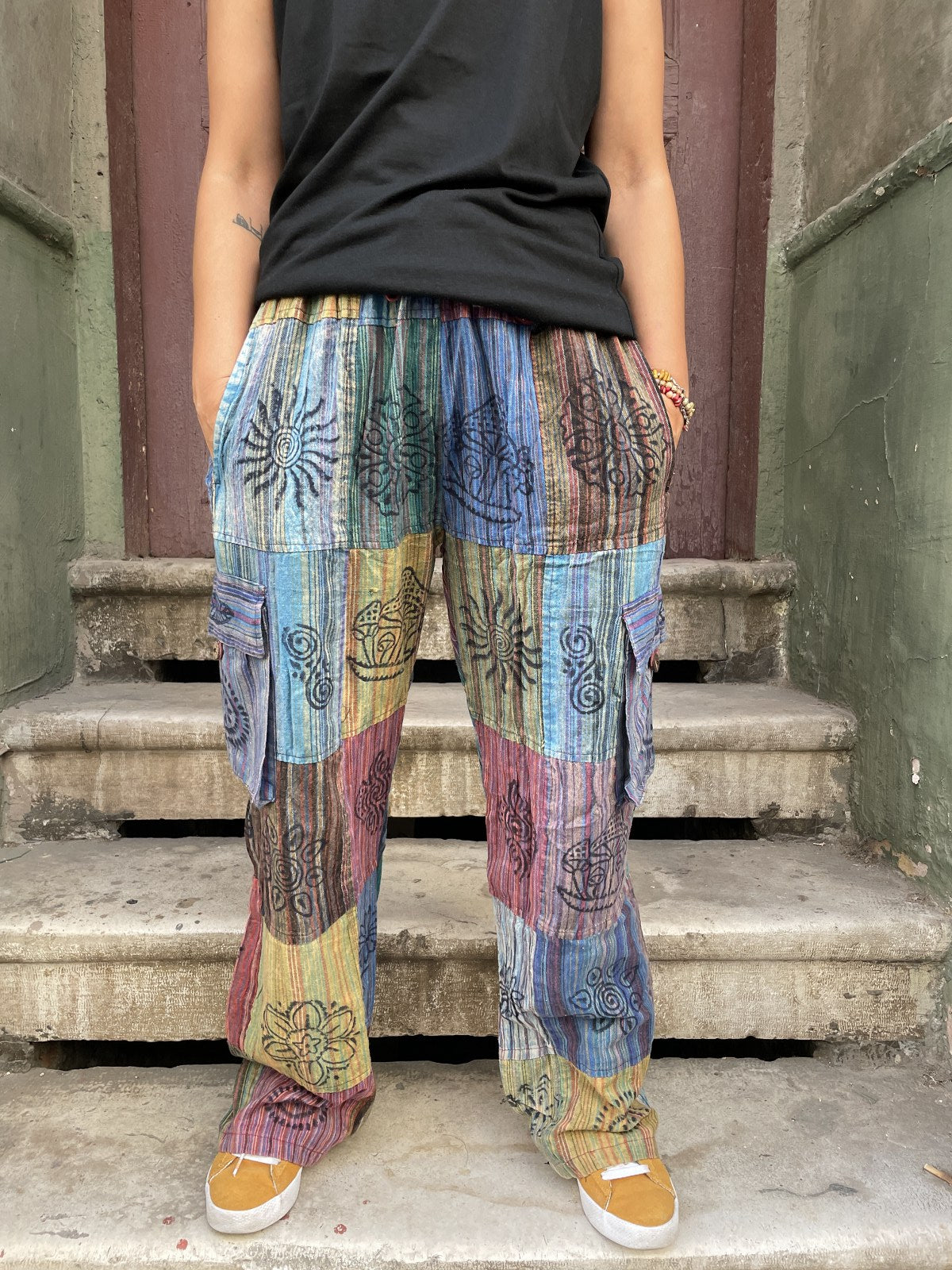 Unisex Nepal Kadın Patchwork Etnik Pantolon