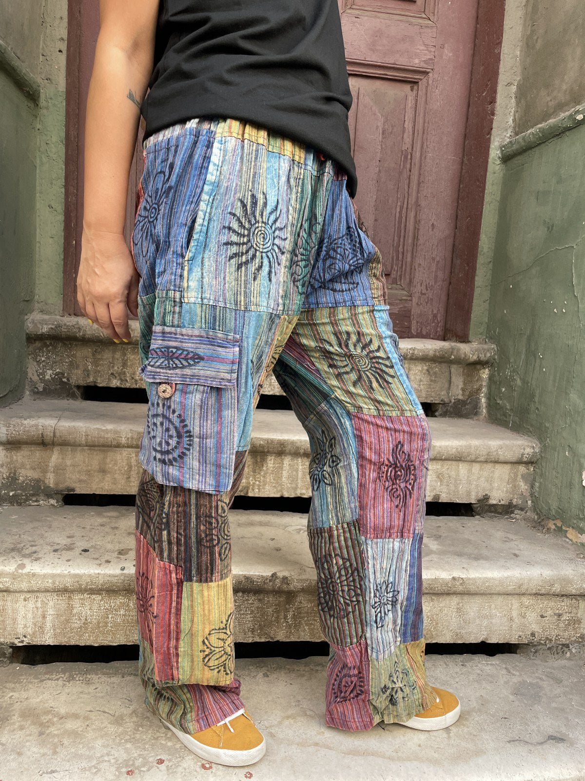 Unisex Nepal Kadın Patchwork Etnik Pantolon