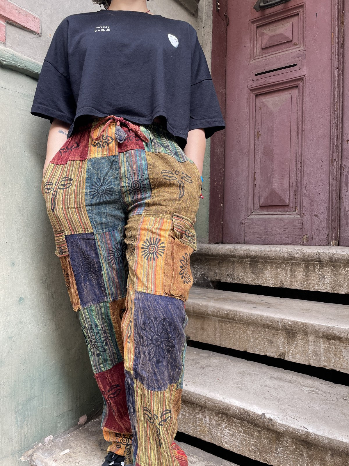 Unisex Bohem Nepal Patchwork Pantolon