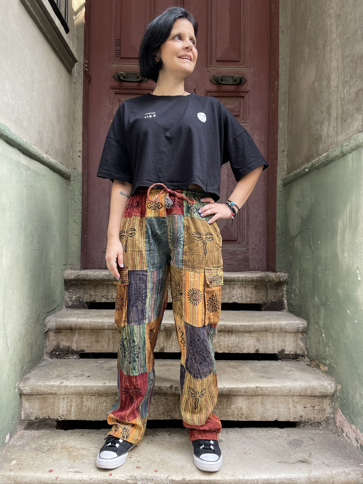 Unisex Bohem Nepal Patchwork Pantolon
