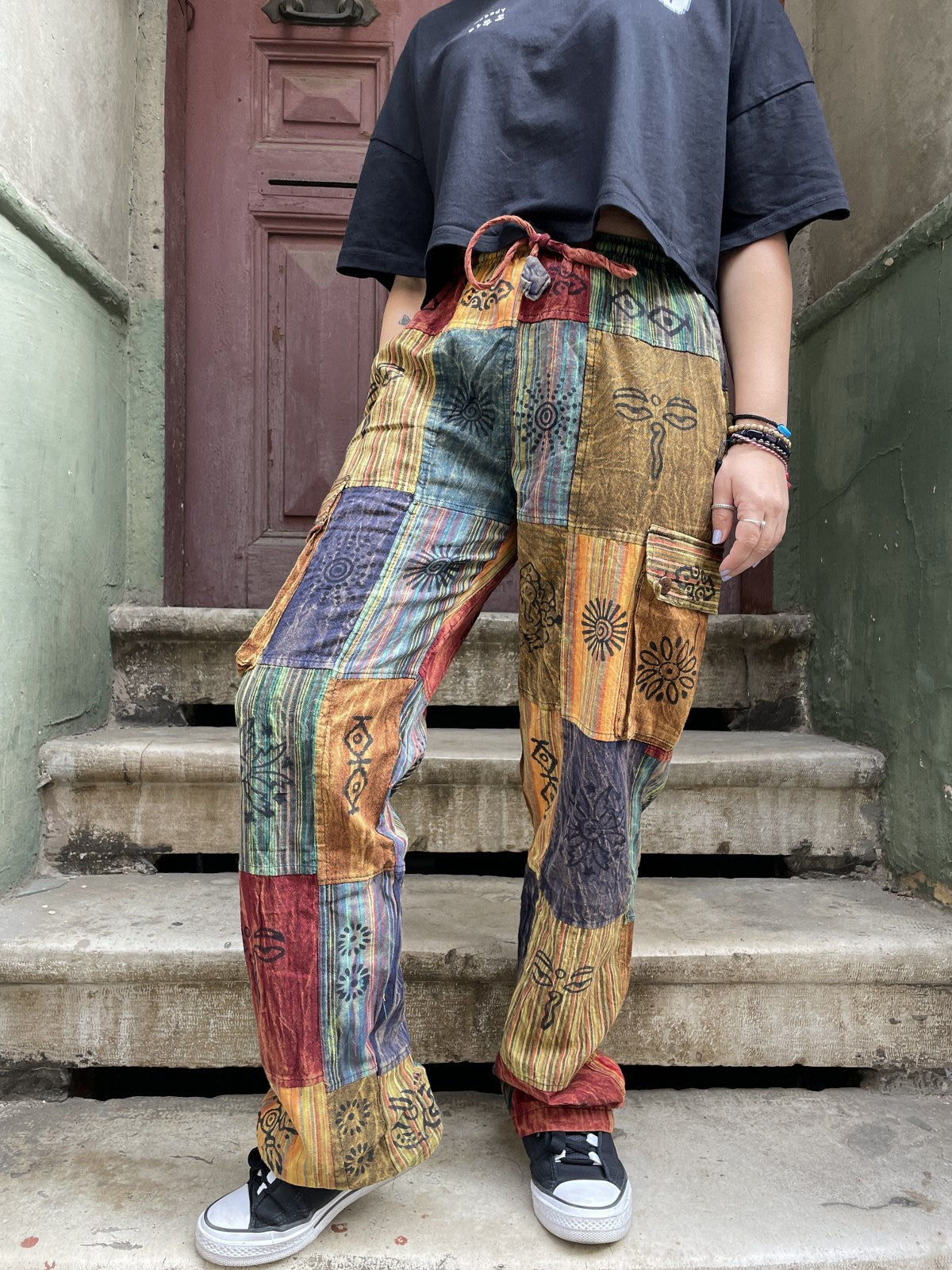 Unisex Bohem Kadın Nepal Patchwork Pantolon – Vega