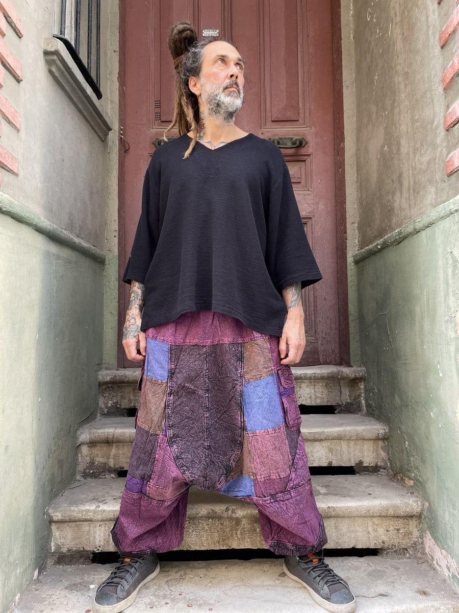 Mevsimlik Nepal Patchwork Taşlanmış Şalvar Pantolon – Unisex, Rahat Tasarım