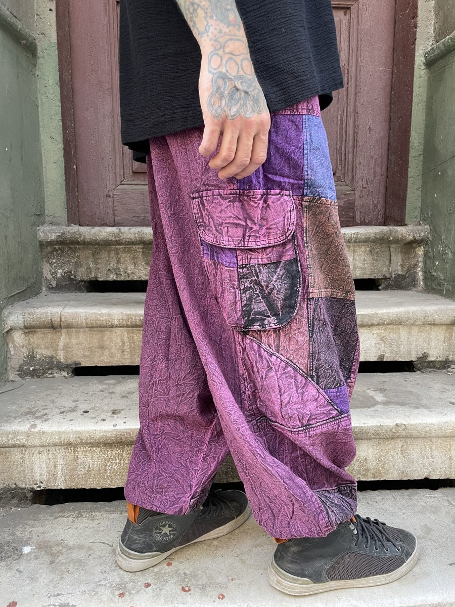 Mevsimlik Nepal Patchwork Taşlanmış Şalvar Pantolon – Unisex, Rahat Tasarım