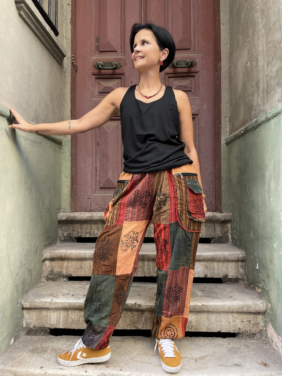 Nepal Patchwork Cepli Kadın Bohem Pantolon