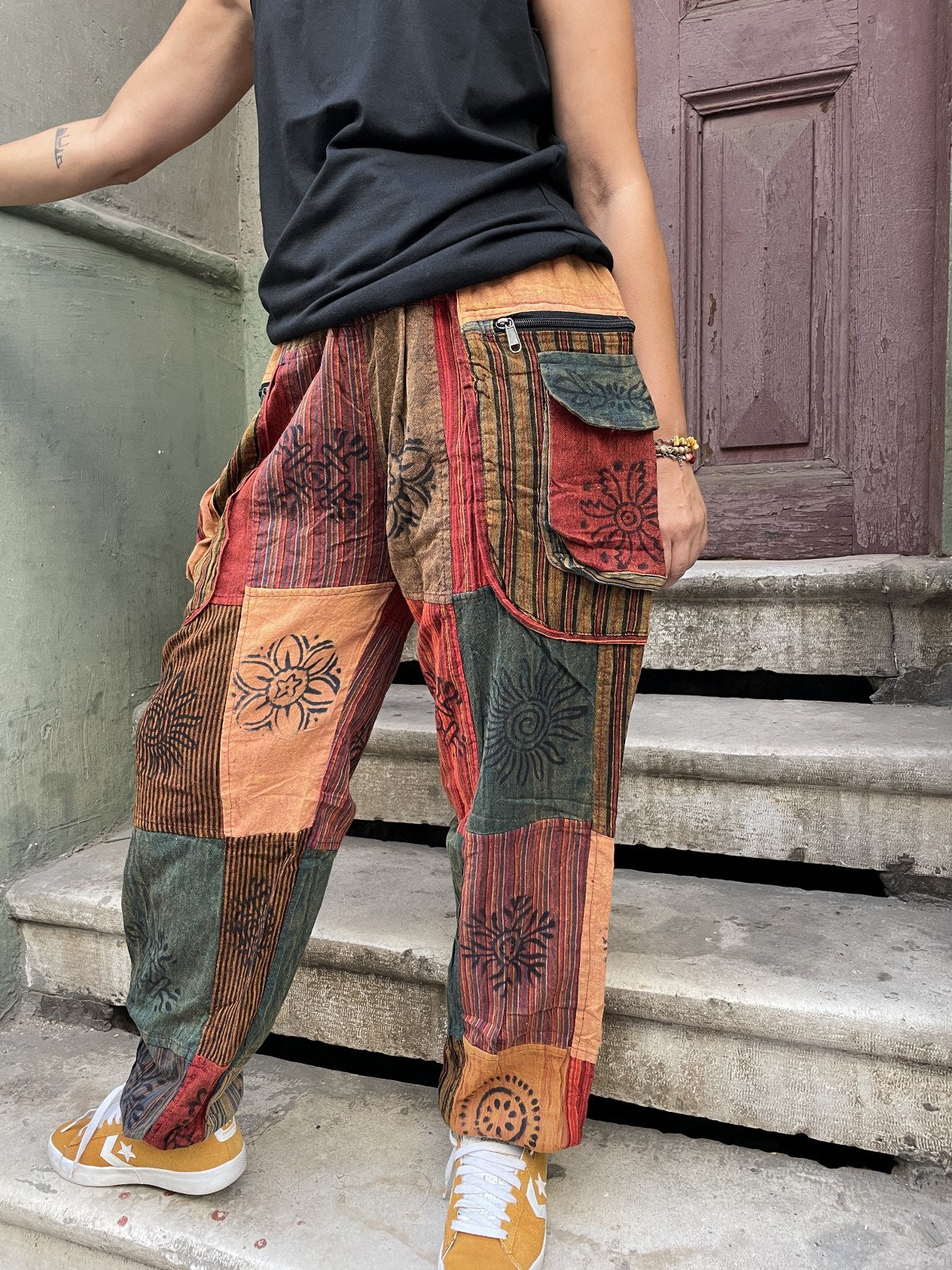 Nepal Patchwork Cepli Kadın Bohem Pantolon