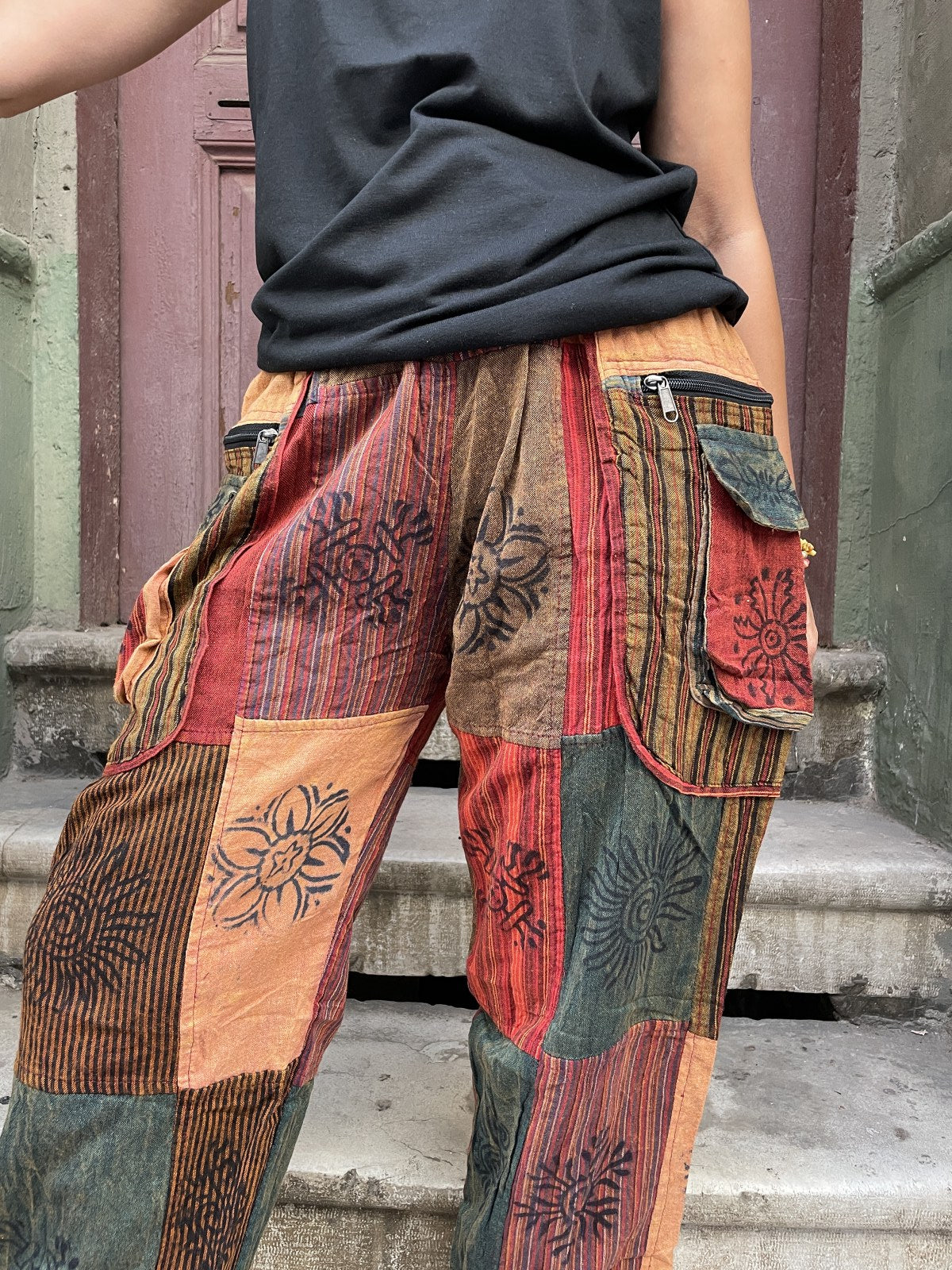Nepal Patchwork Cepli Kadın Bohem Pantolon