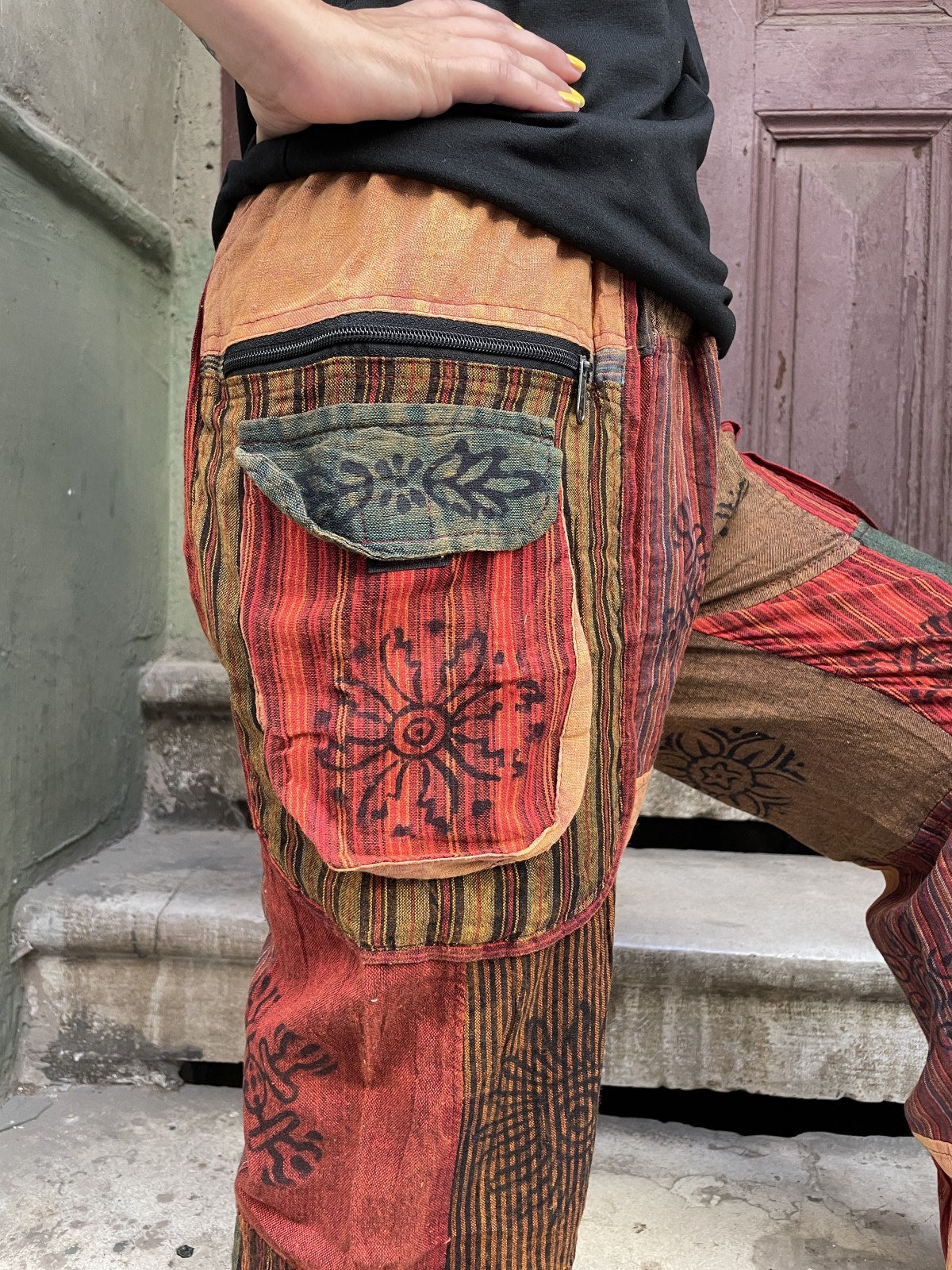 Nepal Patchwork Cepli Kadın Bohem Pantolon
