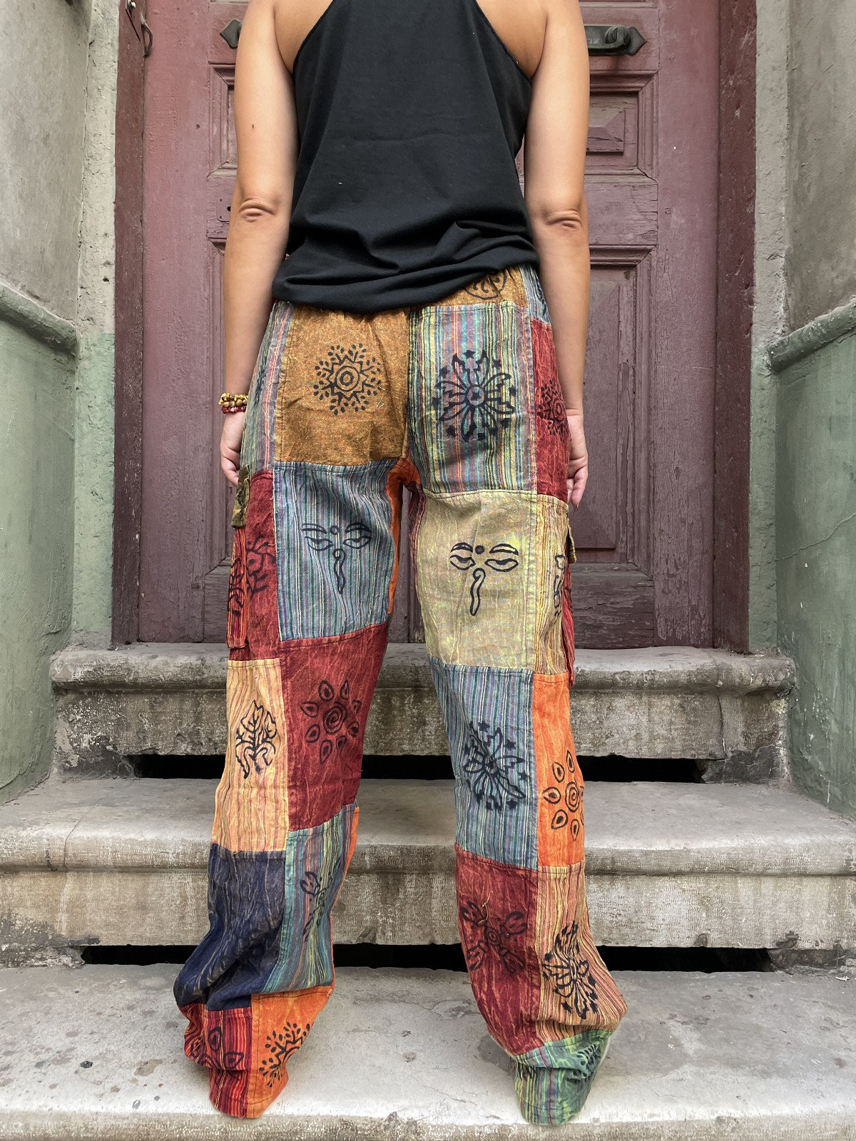 Unisex Nepal Kadın Patchwork Etnik Pantolon