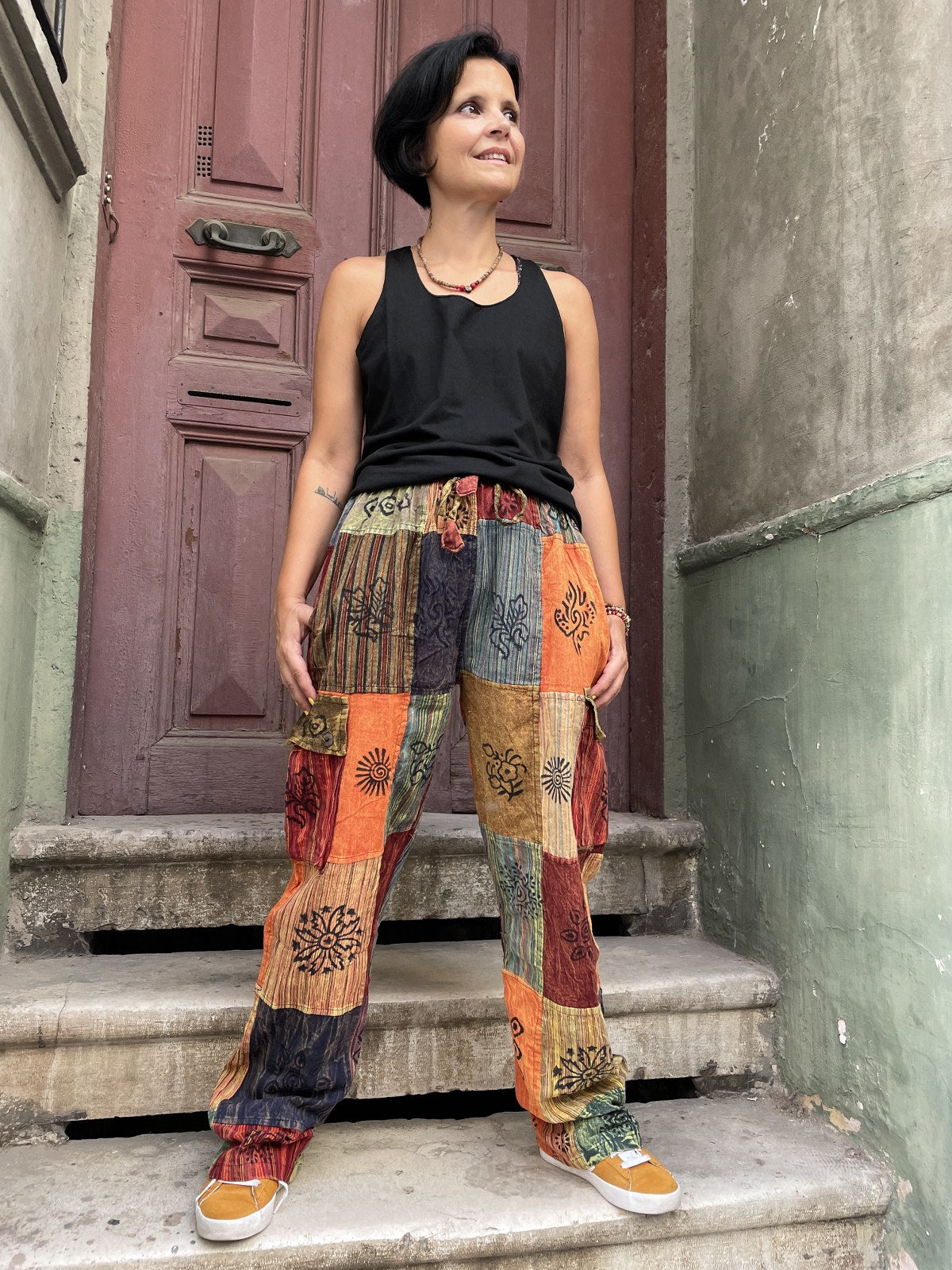 Unisex Nepal Kadın Patchwork Etnik Pantolon