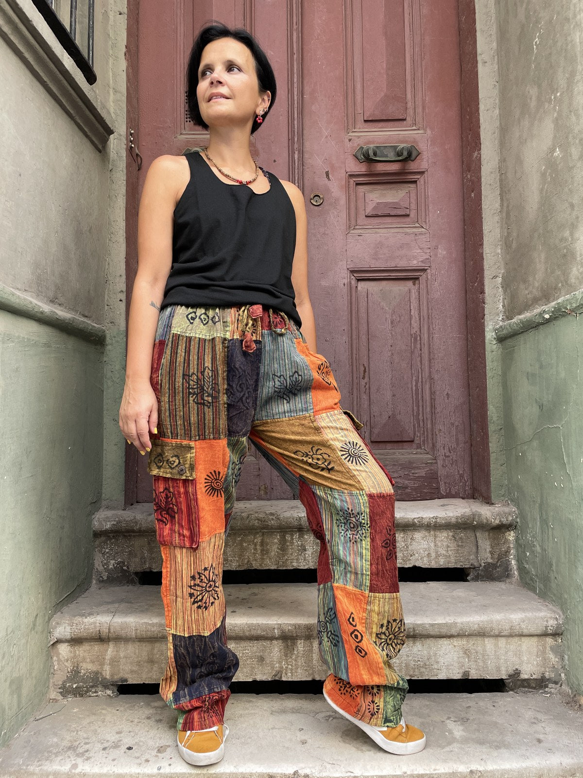 Unisex Nepal Kadın Patchwork Etnik Pantolon