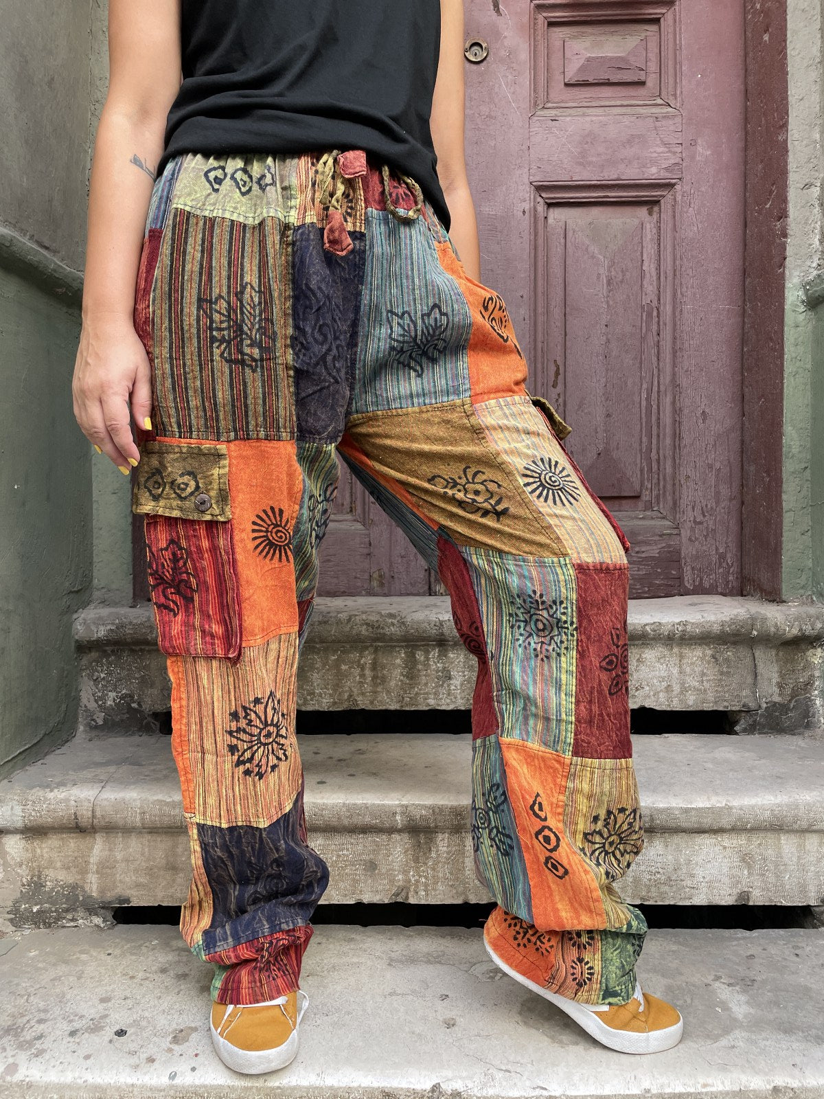 Unisex Nepal Kadın Patchwork Etnik Pantolon