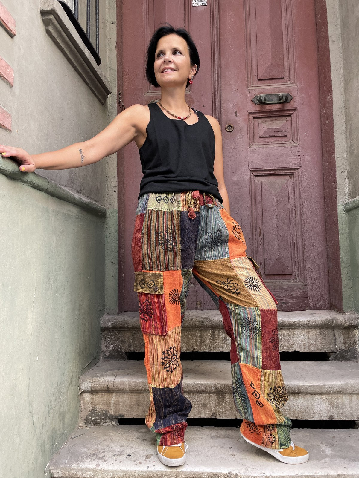 Unisex Nepal Kadın Patchwork Etnik Pantolon