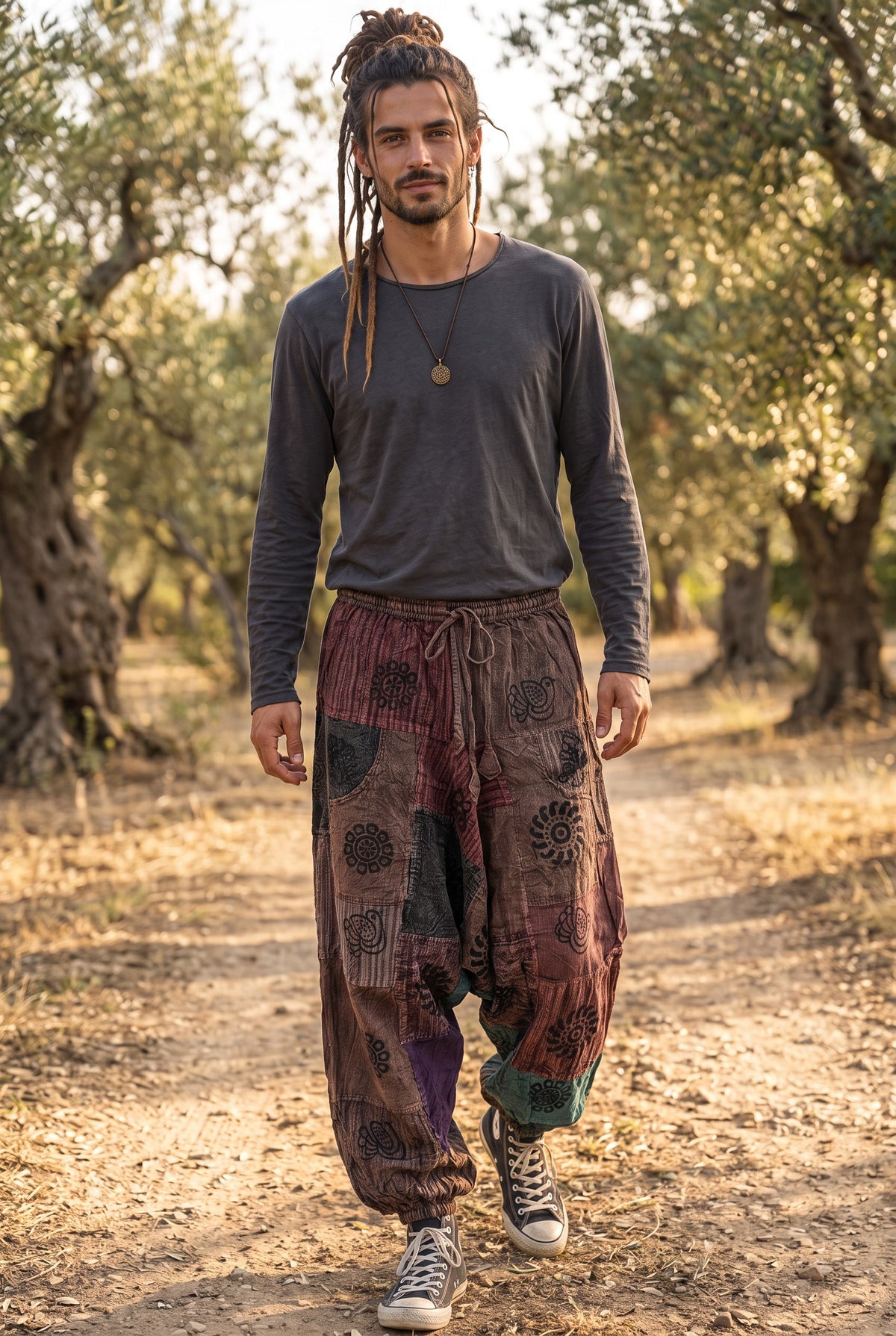 Nepal Zayron Patchwork Erkek Şalvar Pantolon – Etnik Desenli Bohem Tasarım